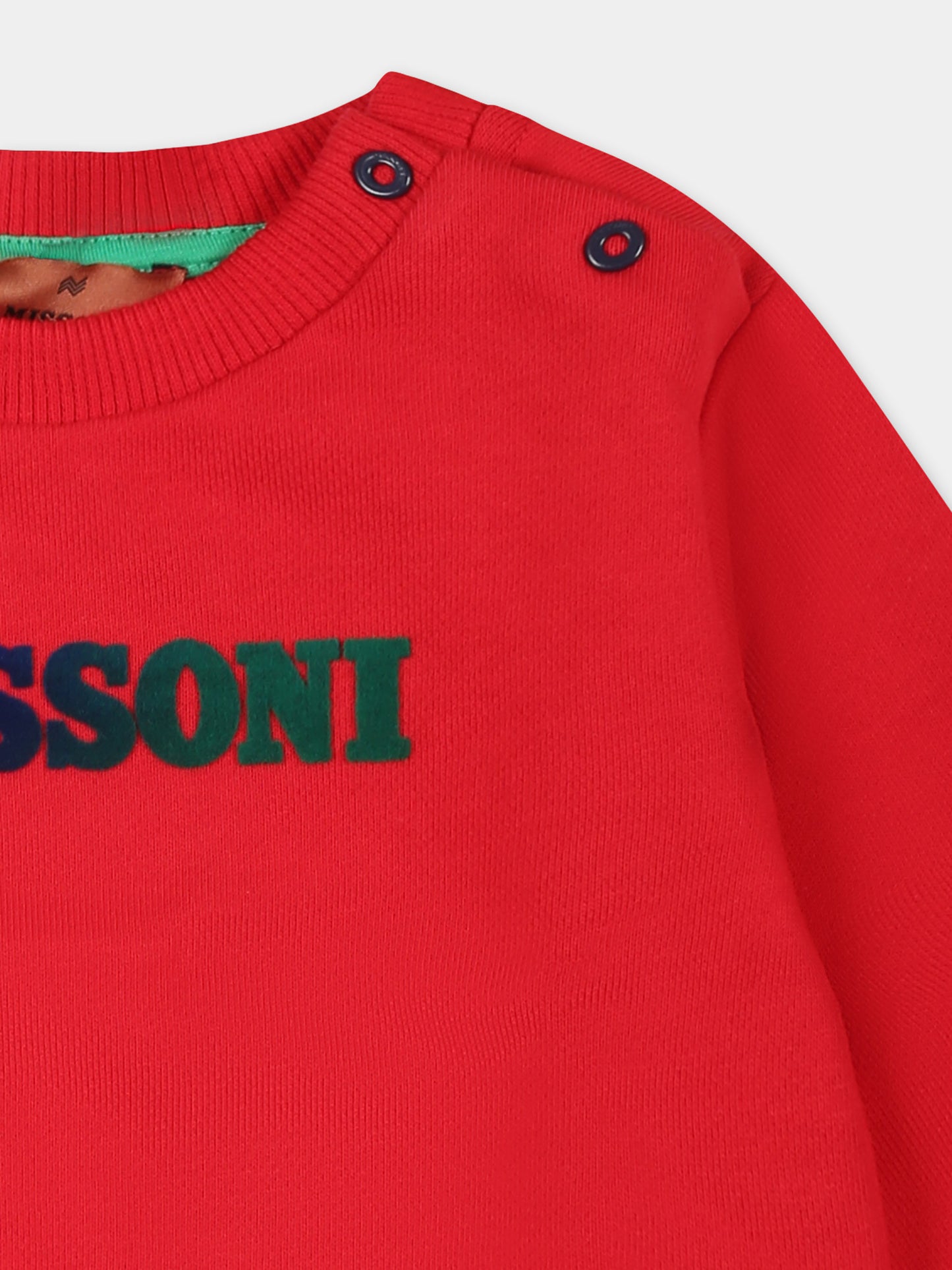 Felpa rossa per neonati con logo,Missoni,MT4500 Z0081 412