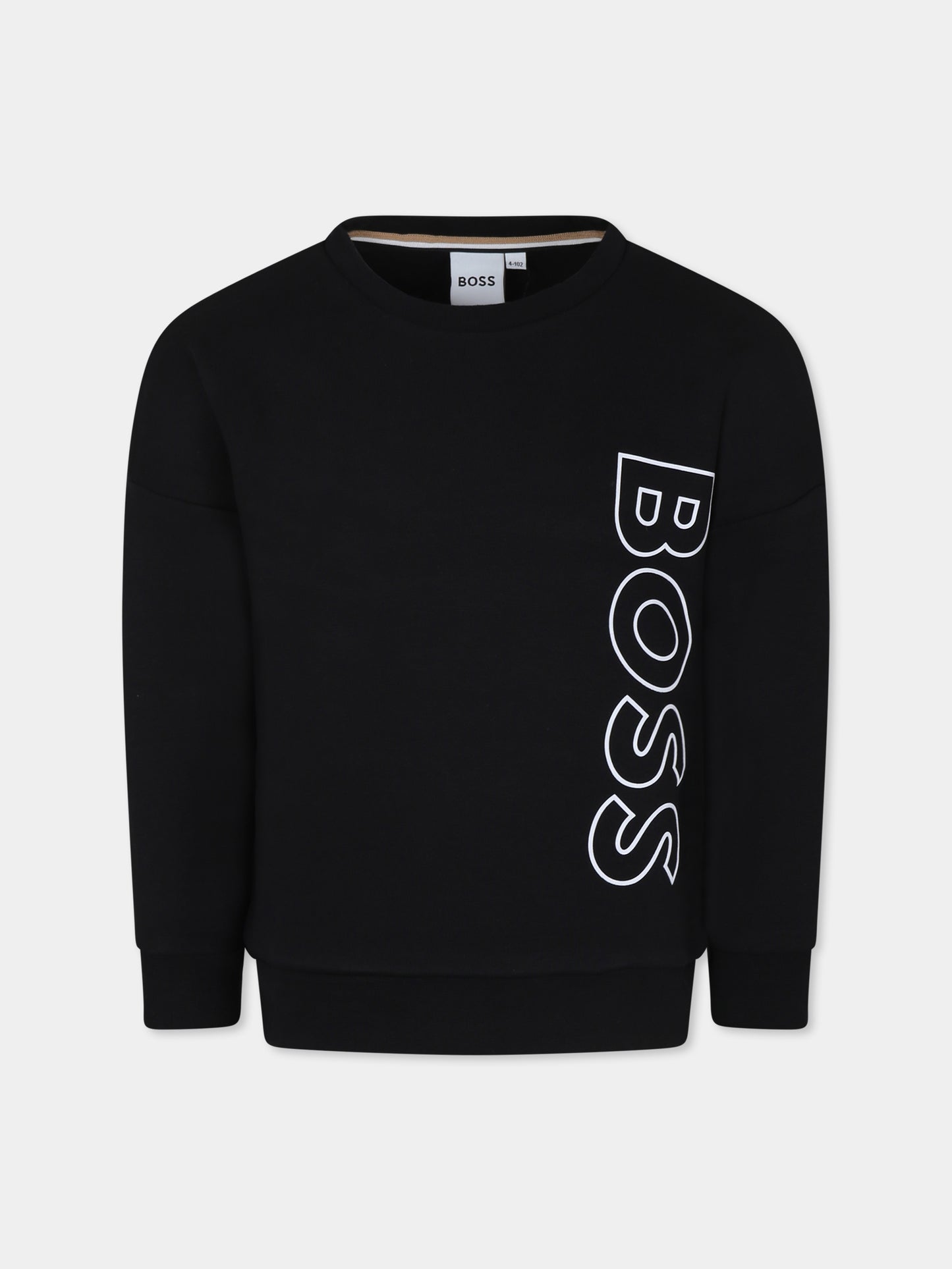 Felpa nera per bambino con logo,Boss,J25Q13 09B