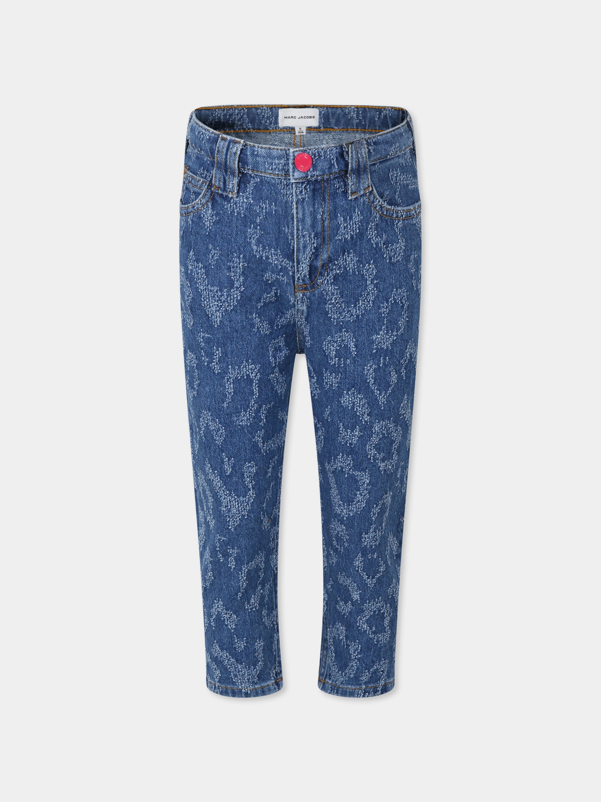 Jeans blu per bambina con motivo leopardato,Marc Jacobs,W14331 Z10