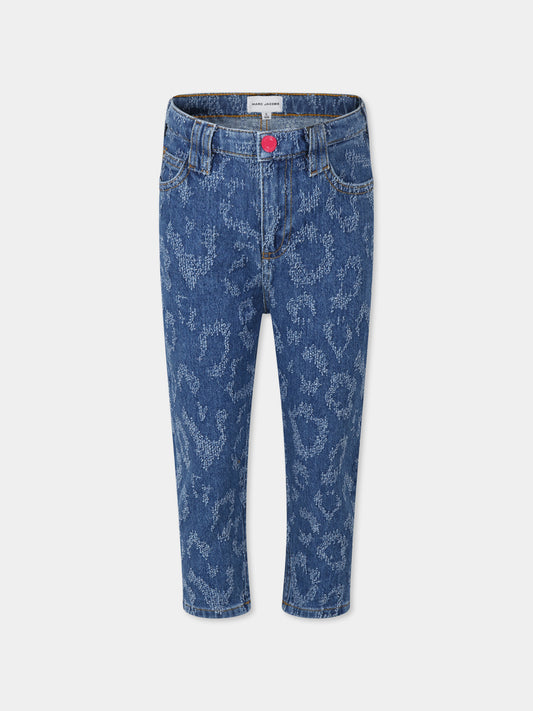 Jeans blu per bambina con motivo leopardato,Marc Jacobs,W14331 Z10
