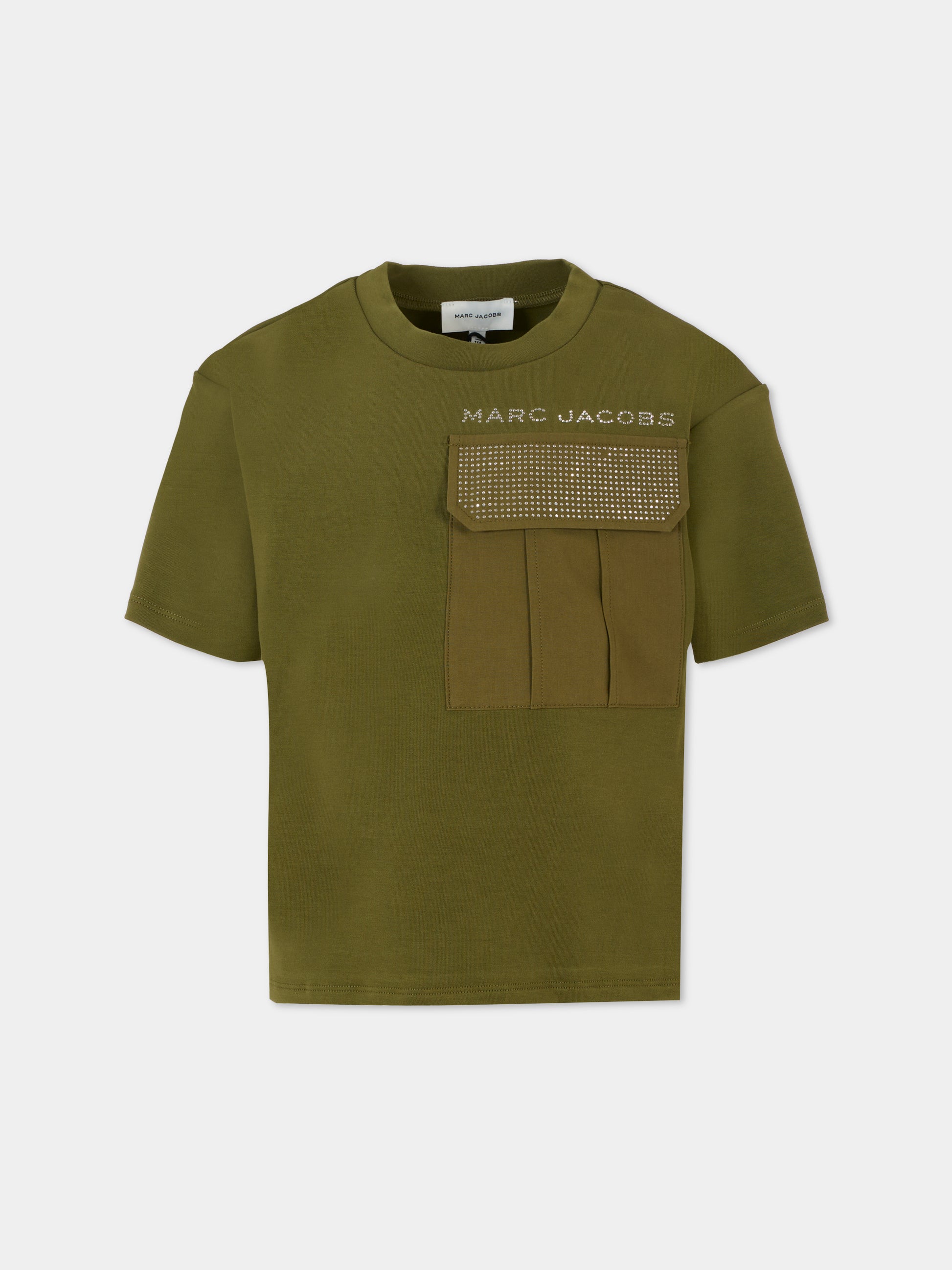 T-shirt verde per bambina con logo,Marc Jacobs,W60255 66K