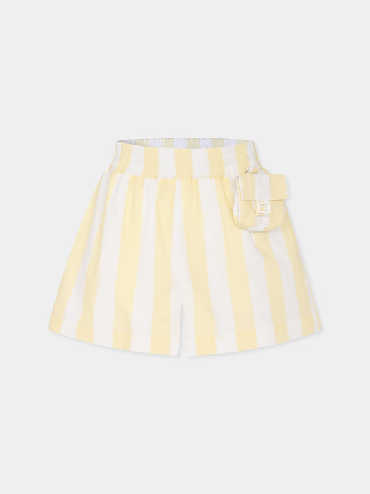 Short jaune pour fille avec imprimé péquin