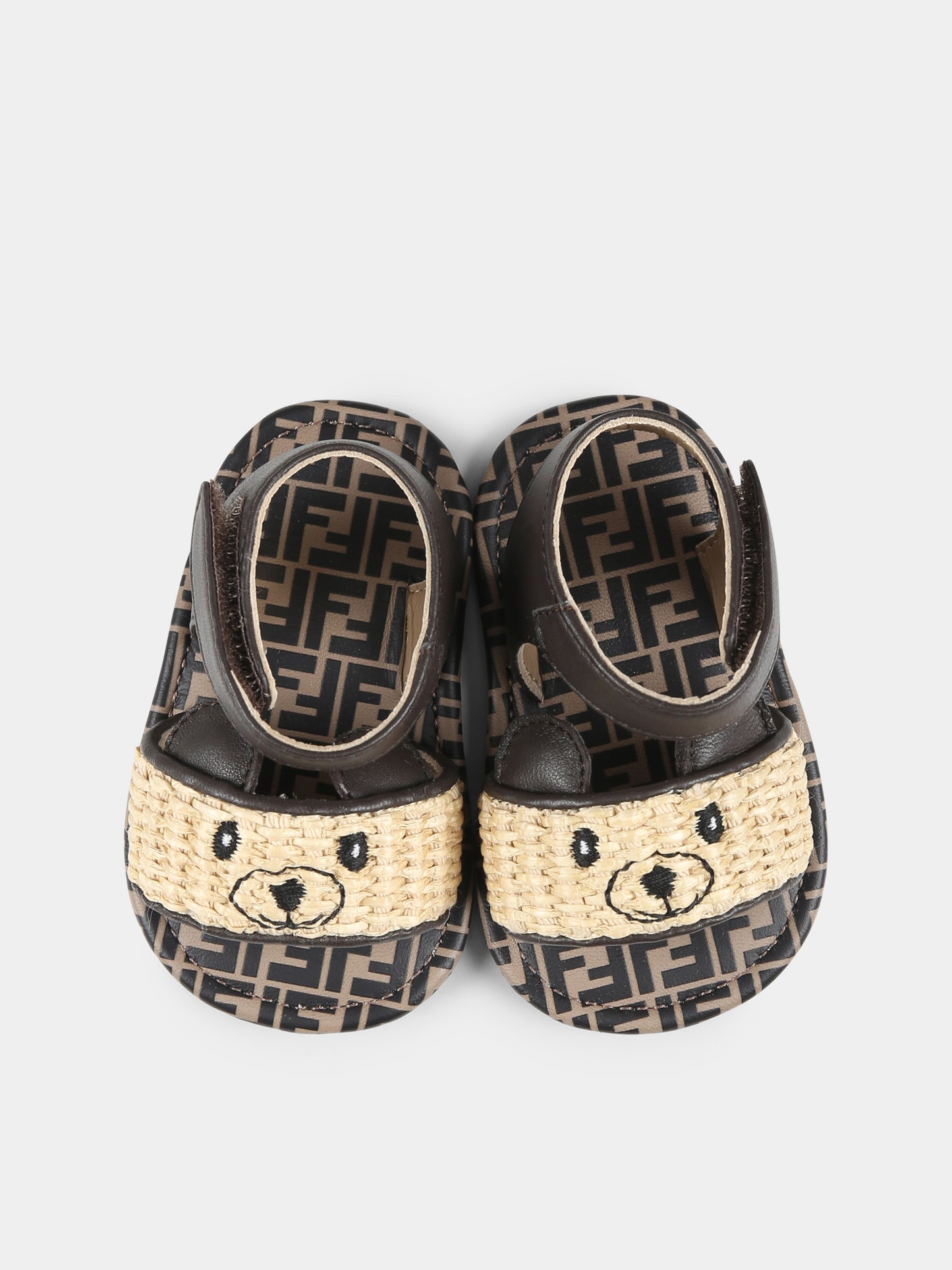 Sandali marroni per neonata con orso,Fendi Kids,BUR103 AU2C F1SV2