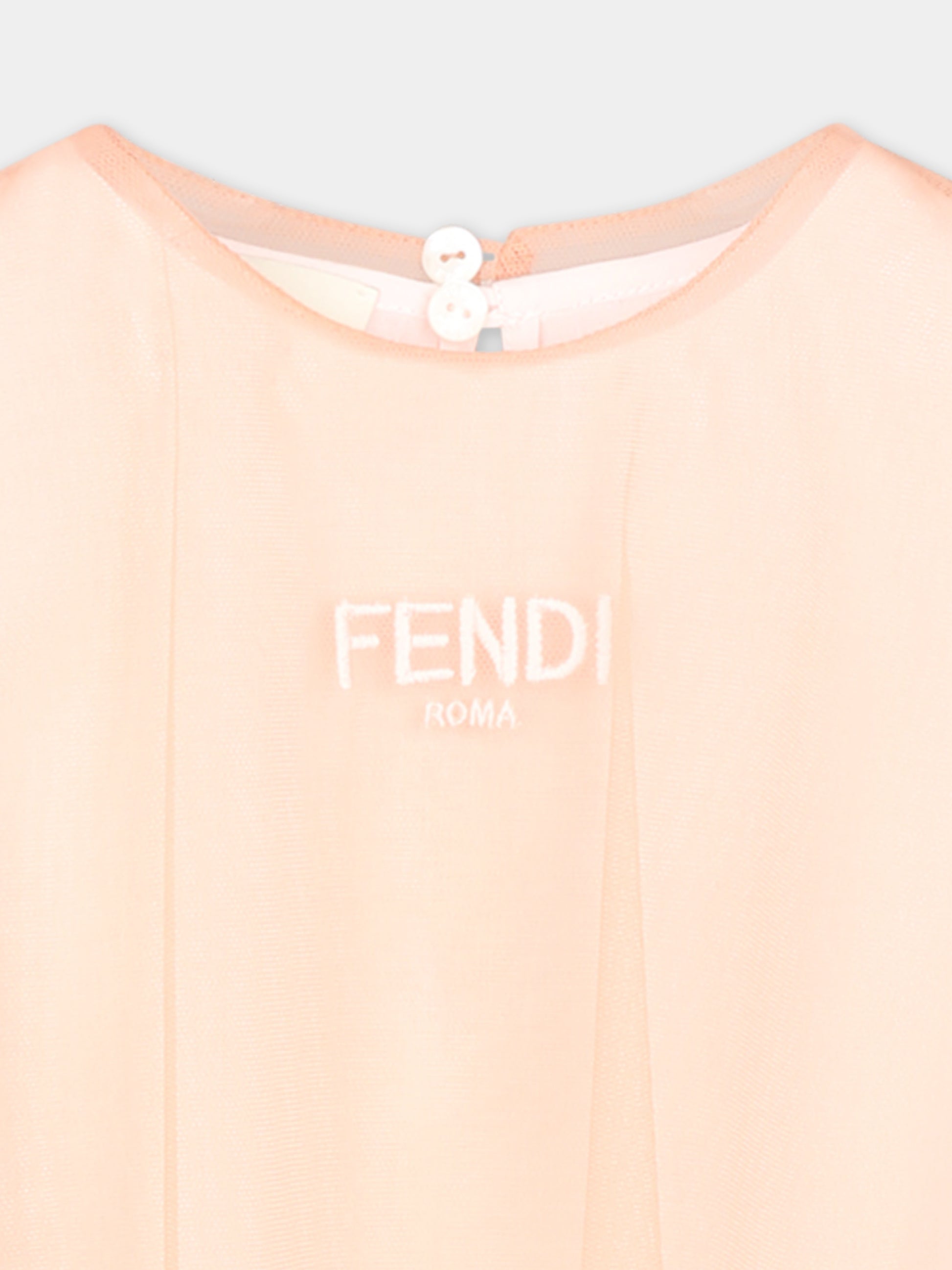 Vestito rosa per neonata con logo,Fendi Kids,BFB554 AEXX F1RX7