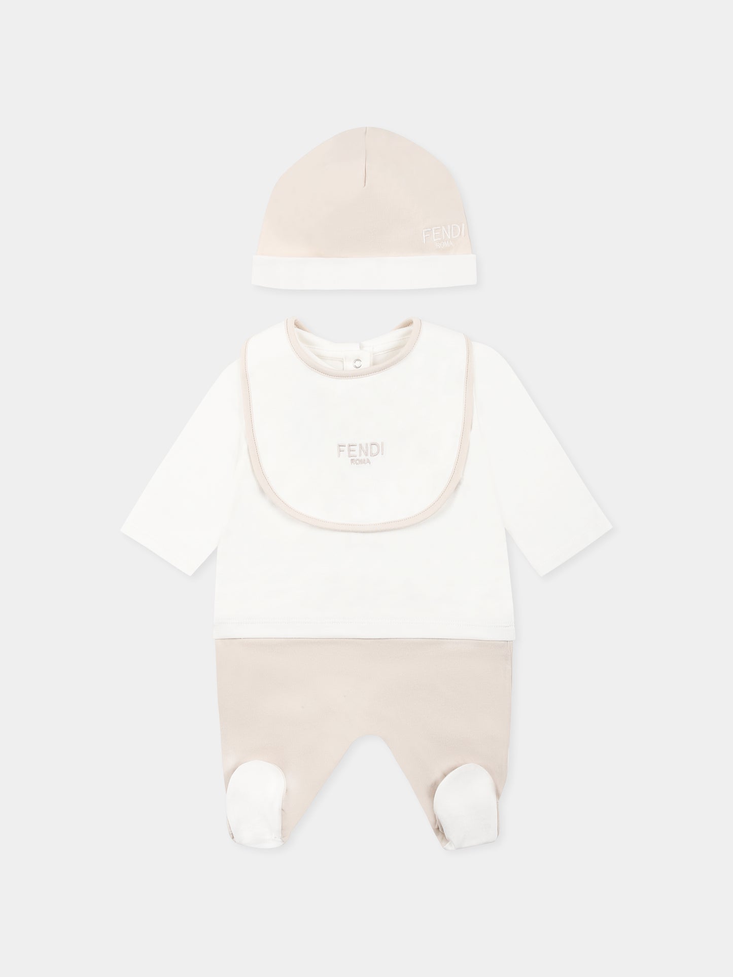 Ensemble combinaison beige pour bébé enfants avec logo