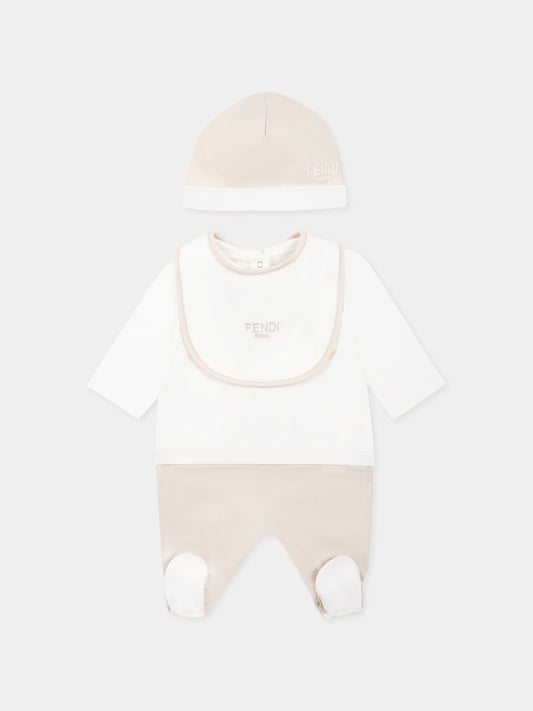 Ensemble combinaison beige pour bébé enfants avec logo
