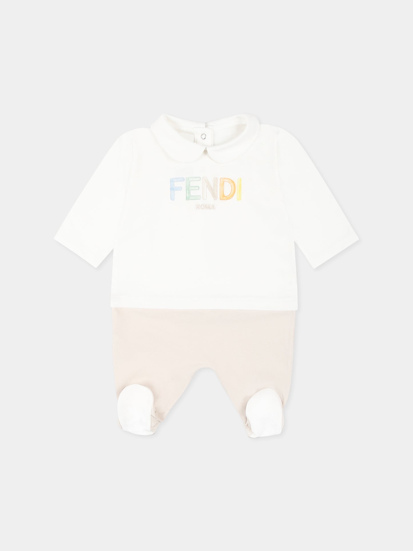Ensemble combinaison beige pour bébé enfants avec logo