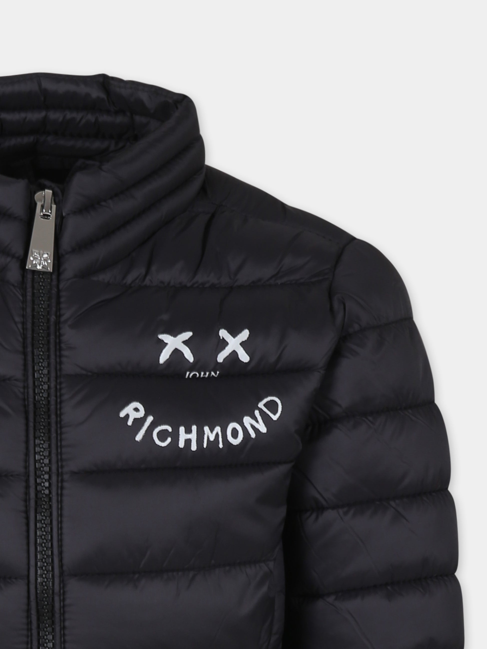 Piumino nero per bambino con logo,Richmond,RBA24175PI BLACK