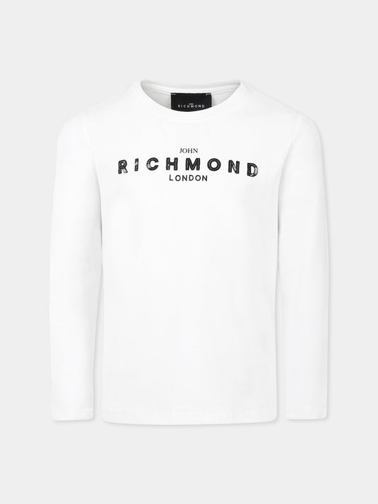 T-shirt bianca per bambina con logo,Richmond,RGA24058TS OFF-WHITE