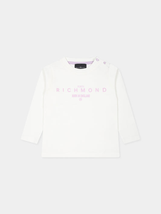 T-shirt bianca per neonata con logo,Richmond,RIA24006TS OFF-WHITE