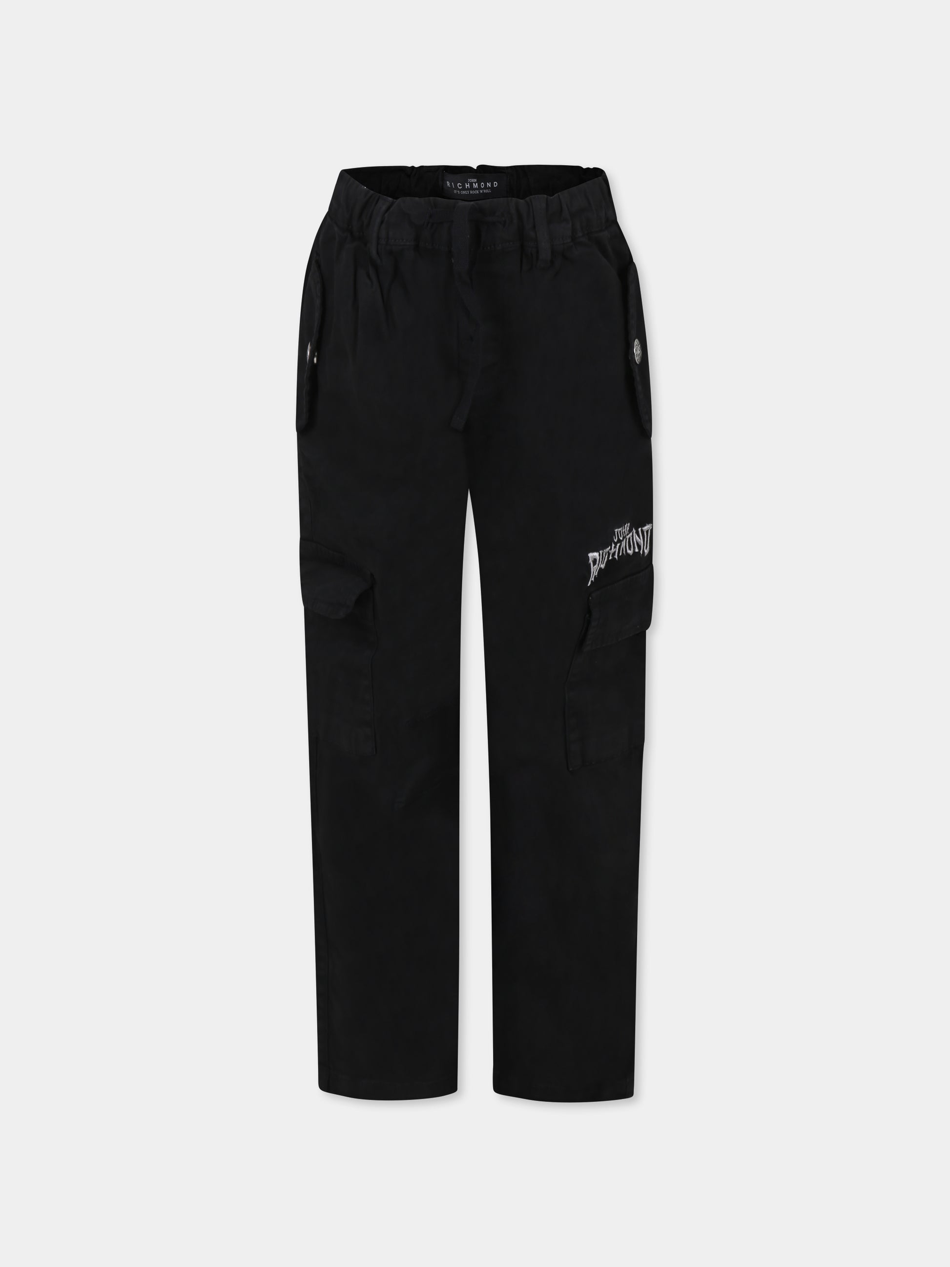 Pantaloni neri per bambino con logo,Richmond,RBA24077PA BLACK