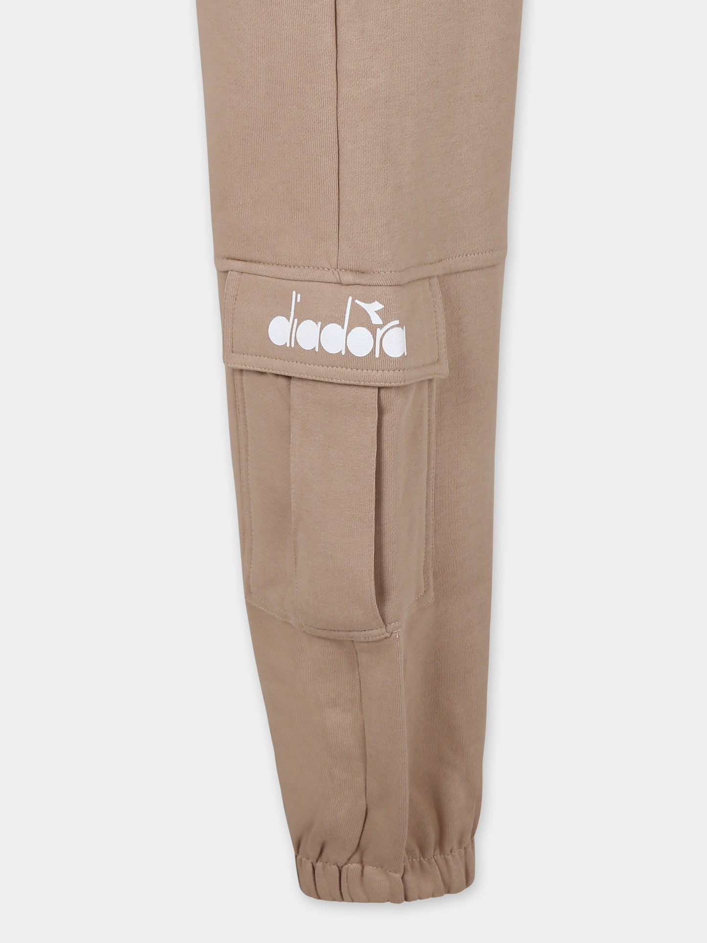 Pantaloni beige per bambina con logo,Diadora Kids,F3DIJGFP118 015