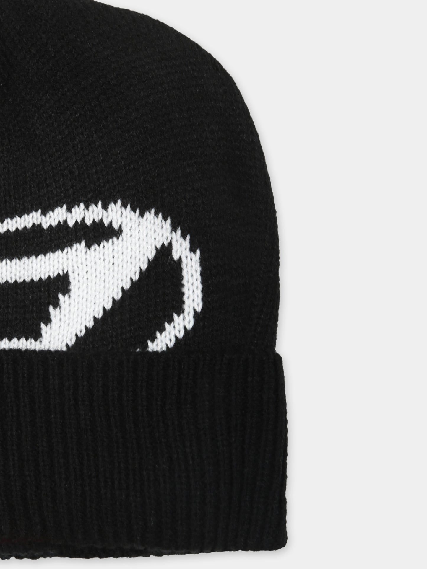 Berretto nero per bambini con logo,Diesel,J01918 KYAQZ K900