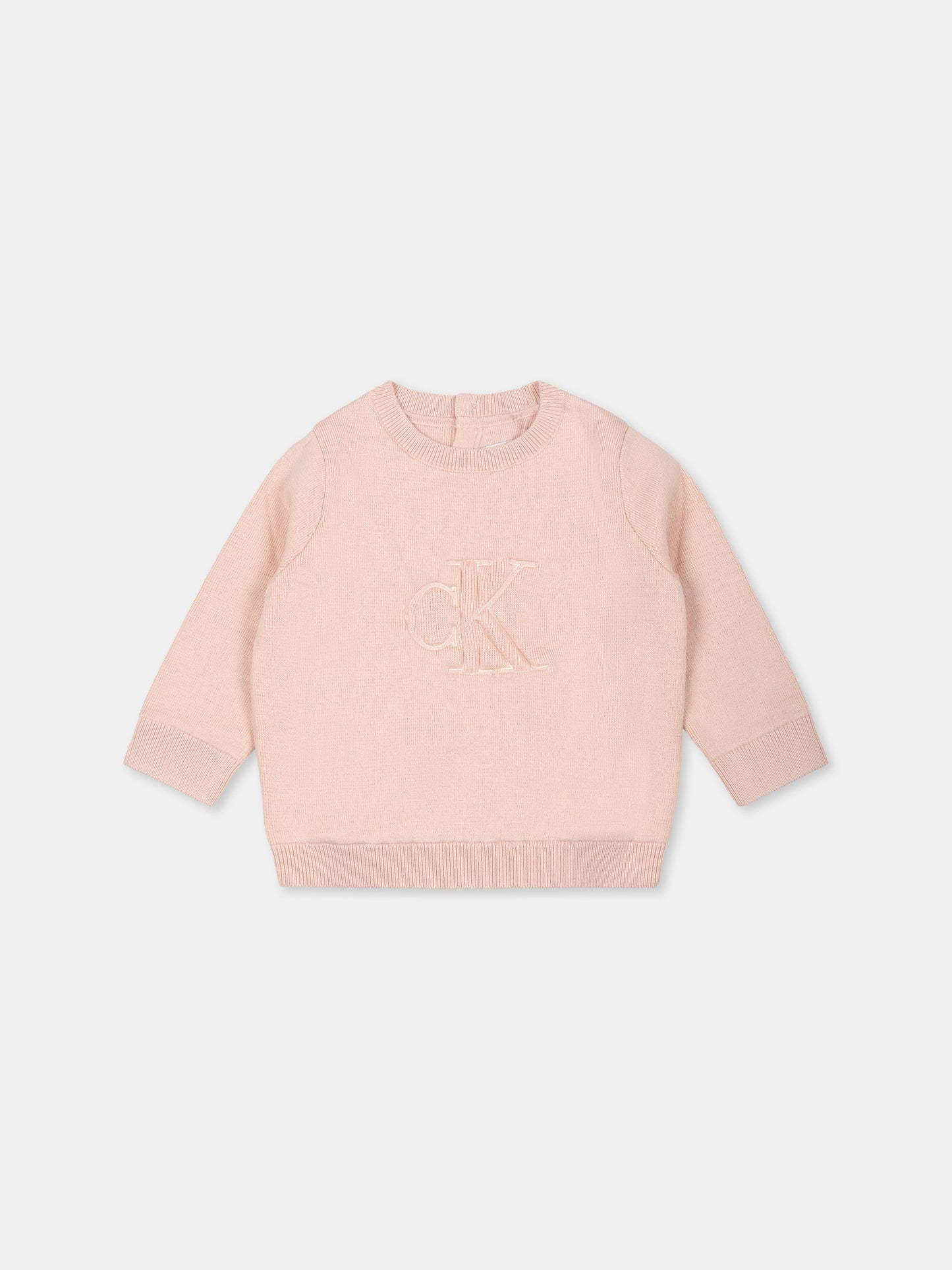 Maglione rosa per neonata con monogramma,Calvin Klein Kids,IN0IN00234 TQ7