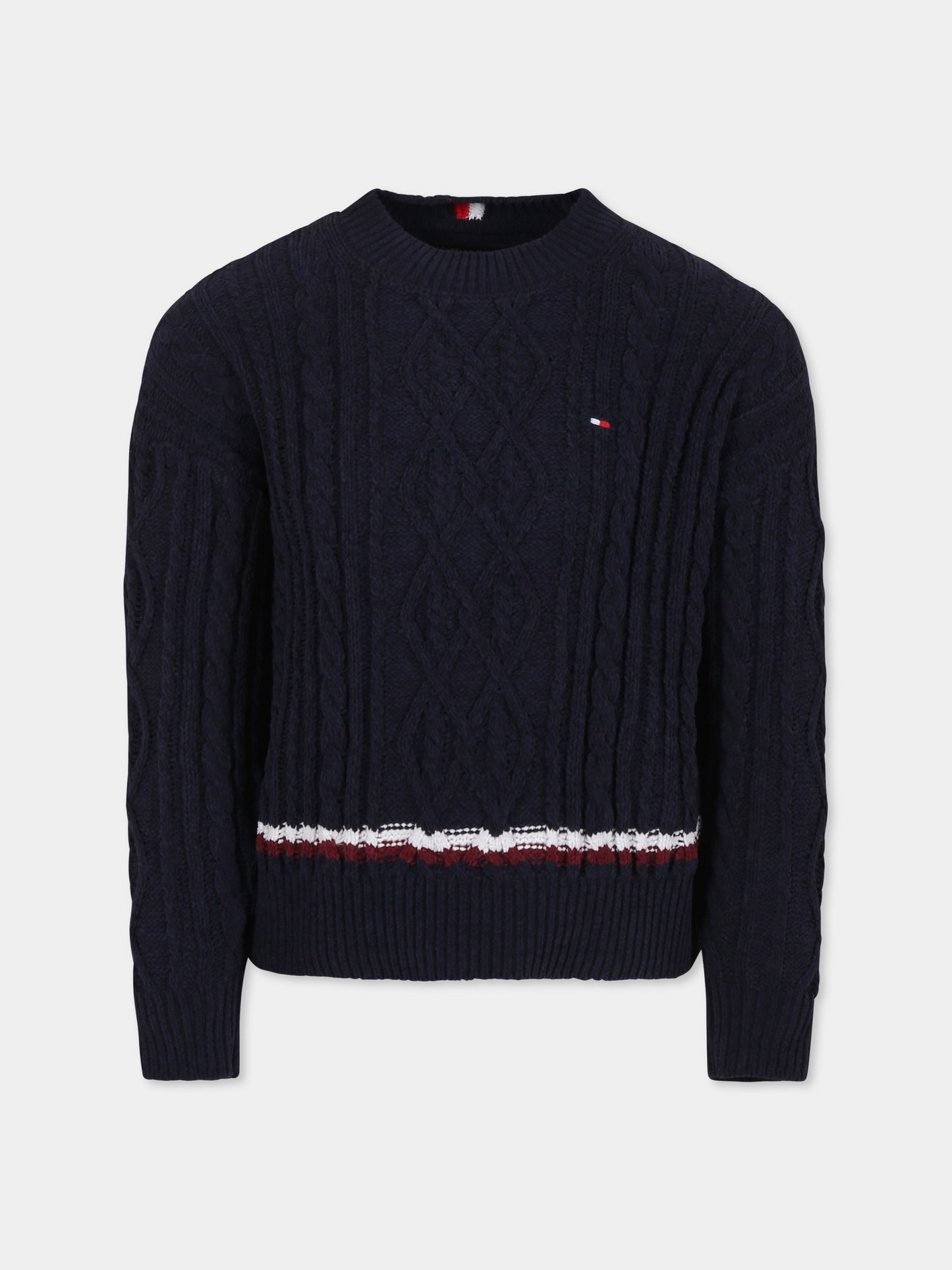 Maglione blu per bambino con bandierina,Tommy Hilfiger Junior,KB0KB09257 DW5