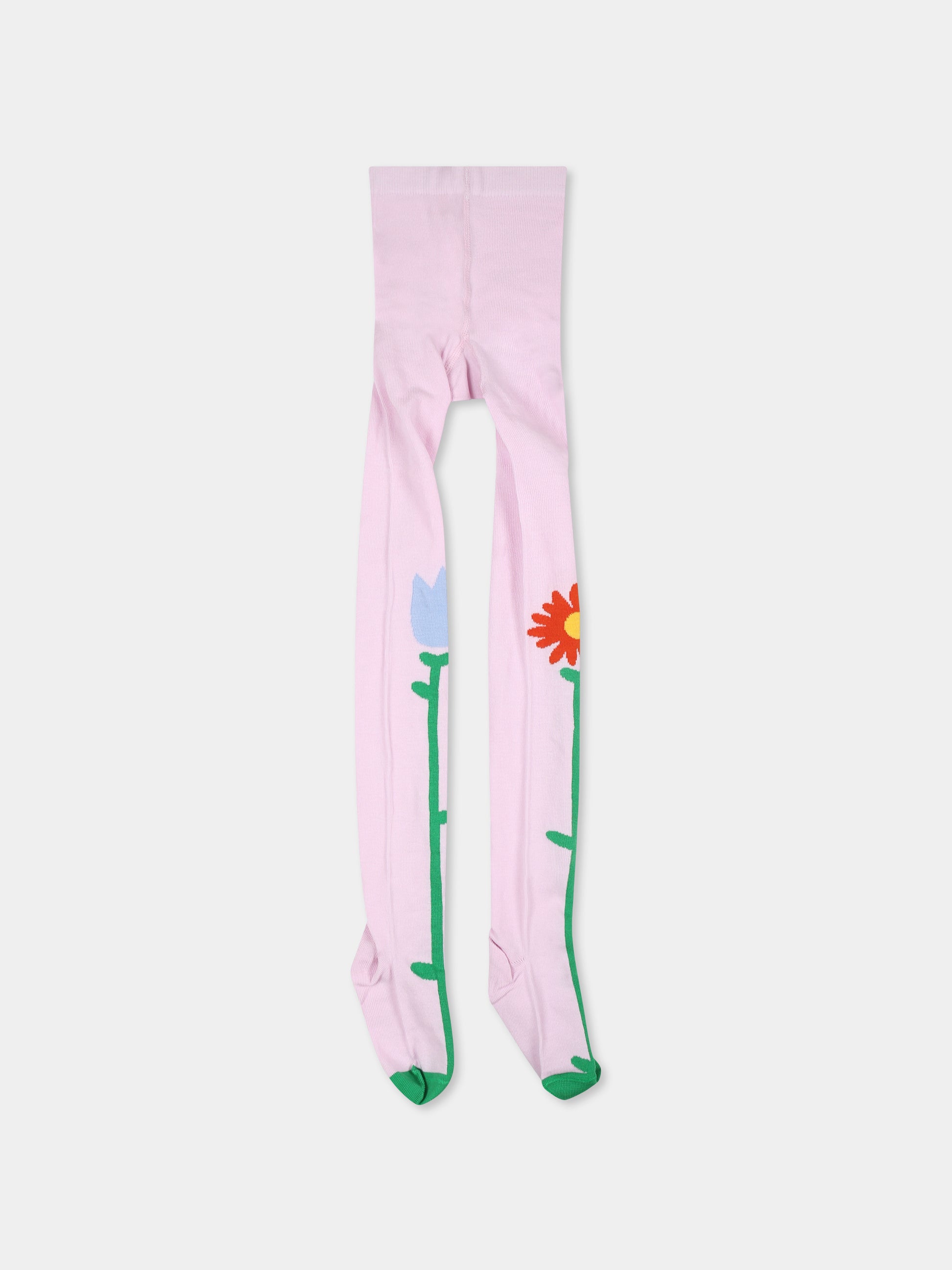 Collant rosa per bambina con fiori,Stella Mccartney Kids,TV0A10 Z0794 540