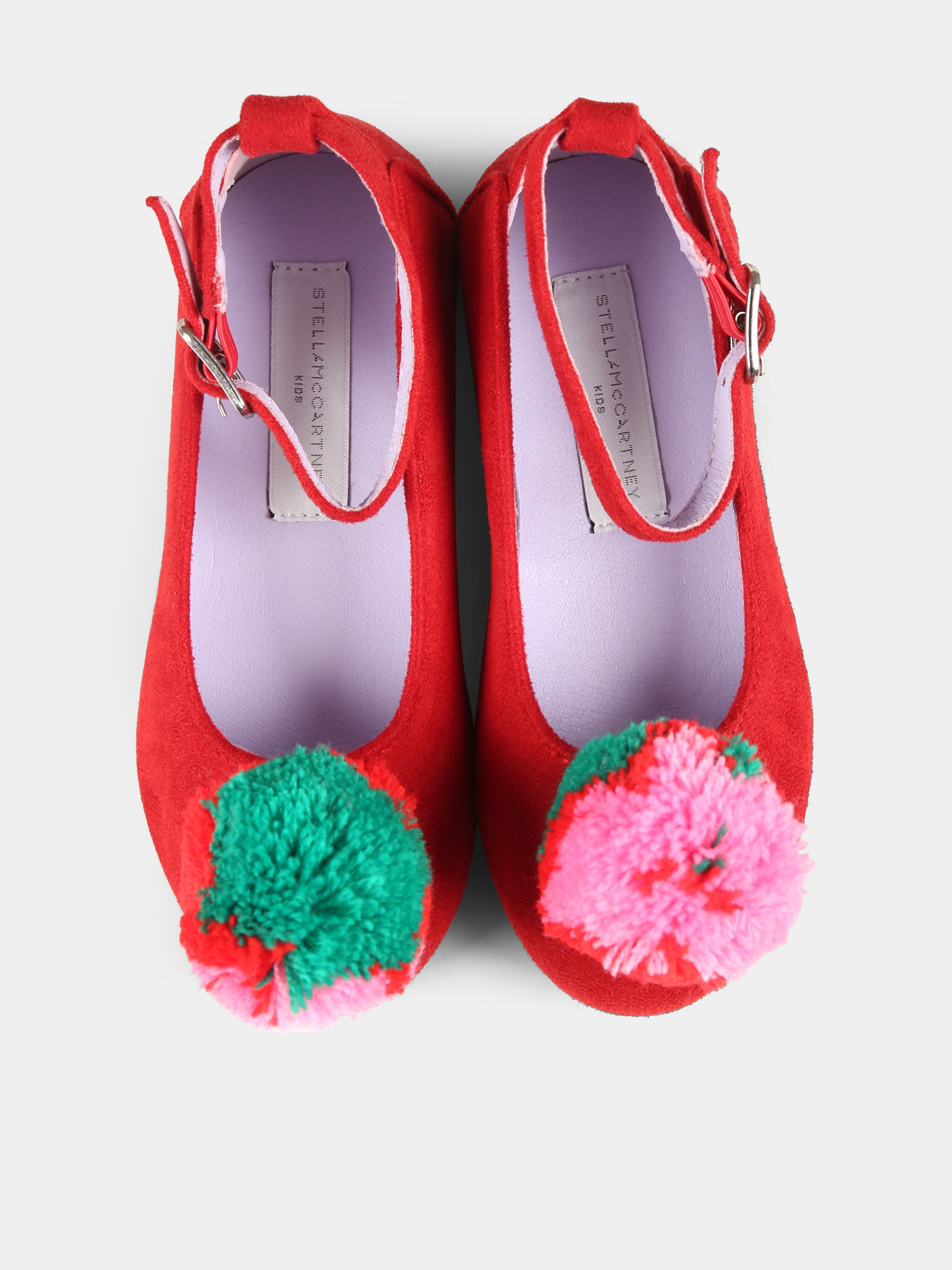 Ballerine rosse per bambina con pompon,Stella Mccartney Kids,TV0E16 Z2467 411