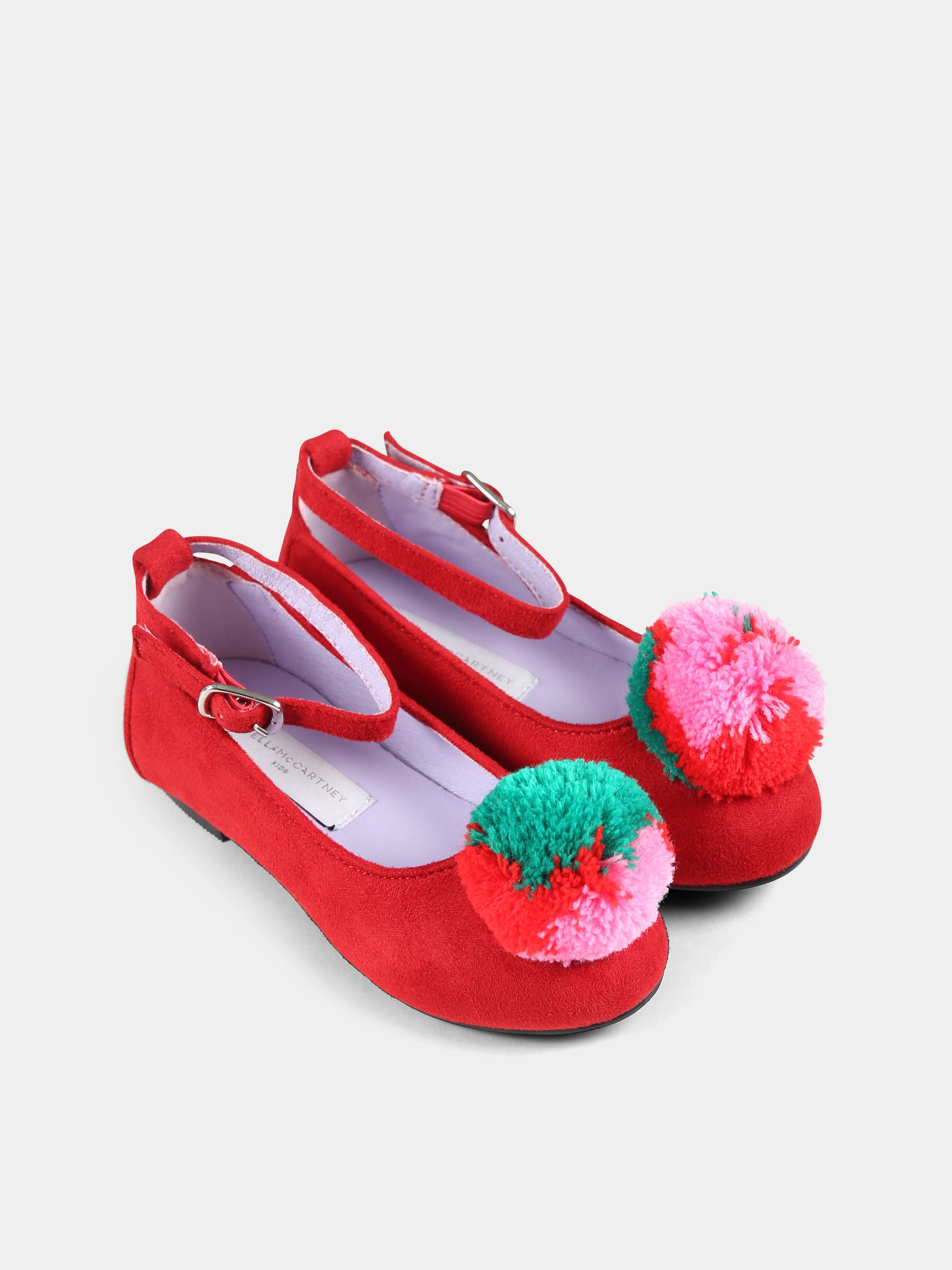 Ballerine rosse per bambina con pompon,Stella Mccartney Kids,TV0E16 Z2467 411