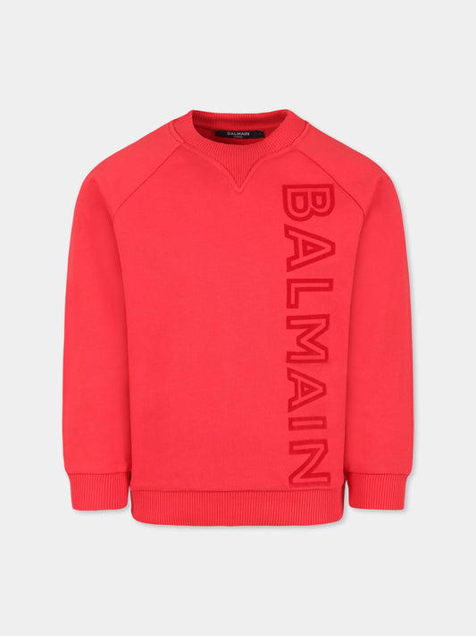 Felpa rossa per bambino con logo,Balmain Kids,BV4P90 Z1753 414