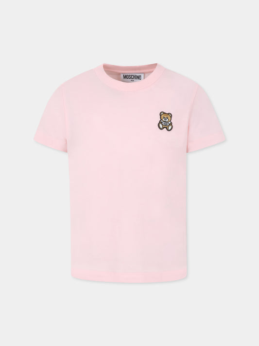 T-shirt rosa per bambina con Teddy Bear,Moschino Kids,HTM04K LAA10 50209