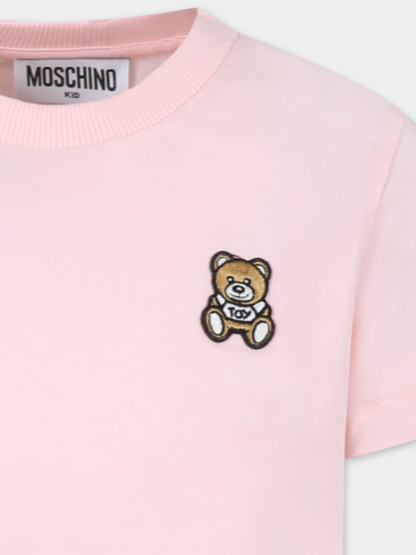 T-shirt rosa per bambina con Teddy Bear,Moschino Kids,HTM04K LAA10 50209