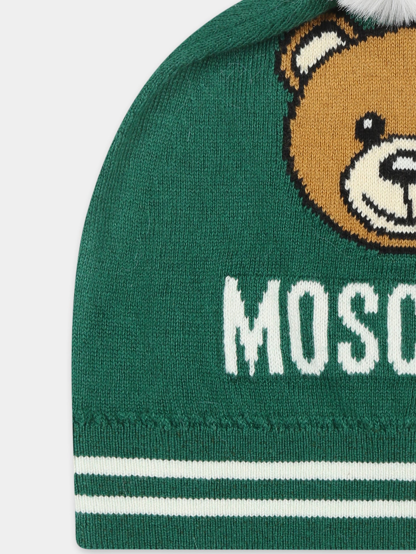 Berretto verde per bambini con Teddy Bear,Moschino Kids,HUX02K LHE43 30139
