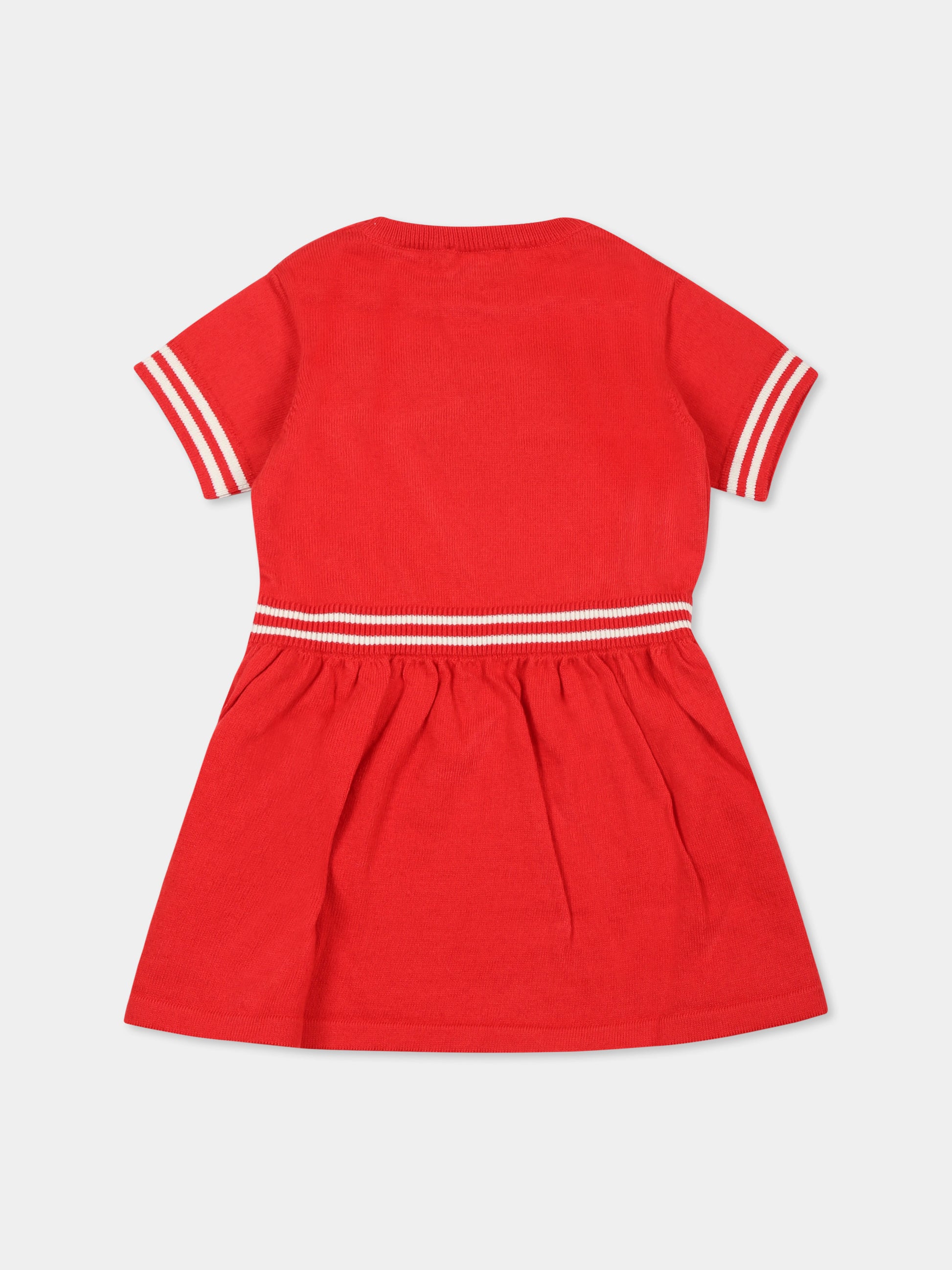 Vestito rosso per neonata con Teddy Bear,Moschino Kids,MDV0BO LHE43 50109