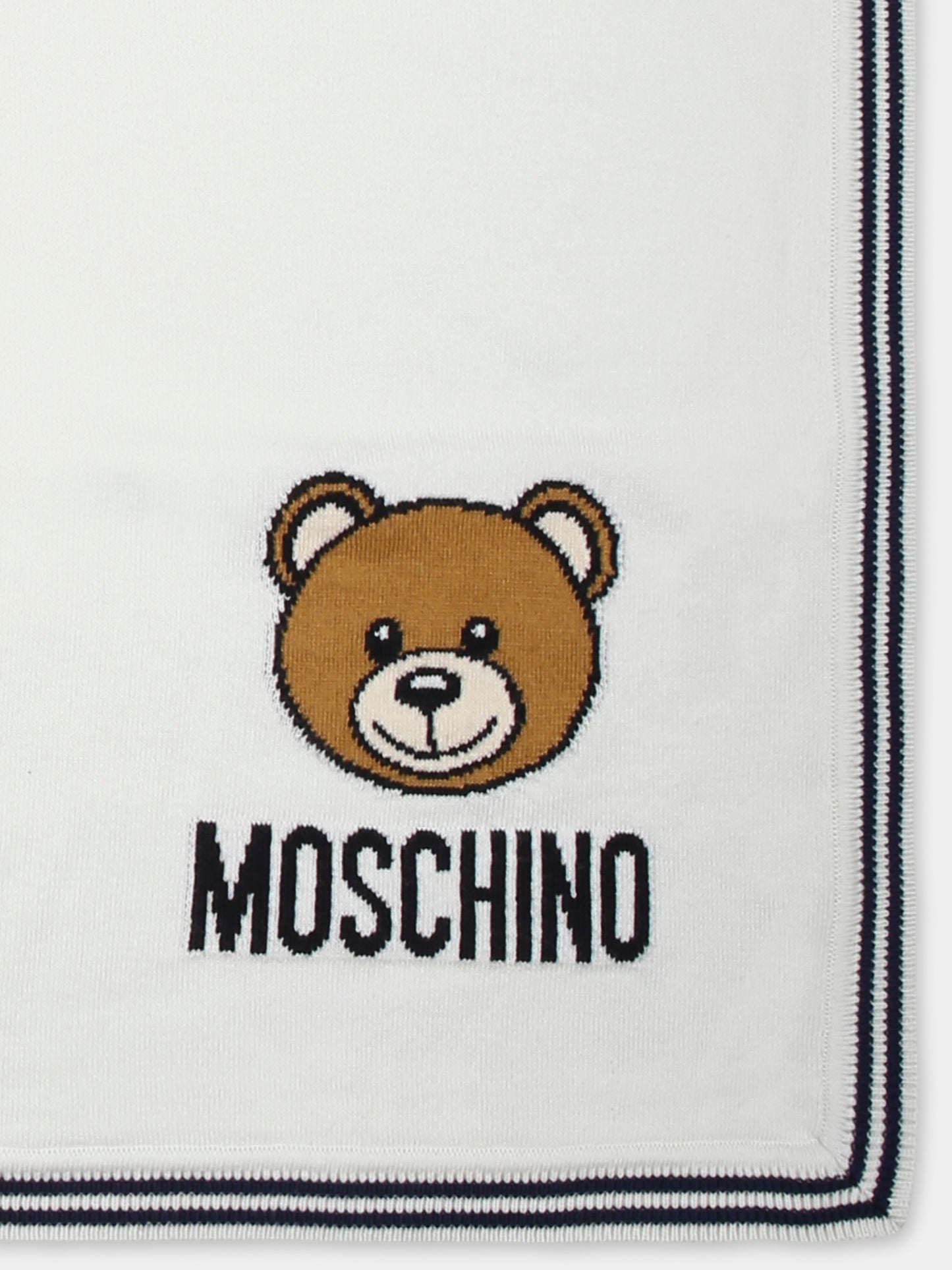 Coperta avorio per neonati con Teddy Bear,Moschino Kids,MUB00E LHE43 10063