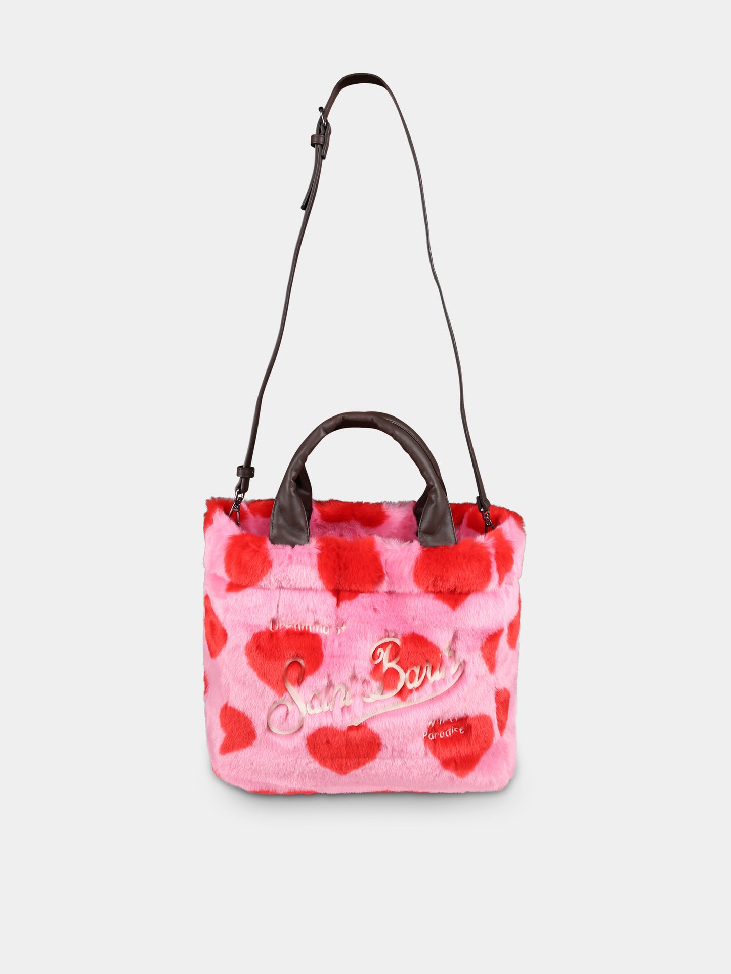 Borsa rosa Colette per bambina con cuori e logo,Mc2 Saint Barth,COL0016 00098E