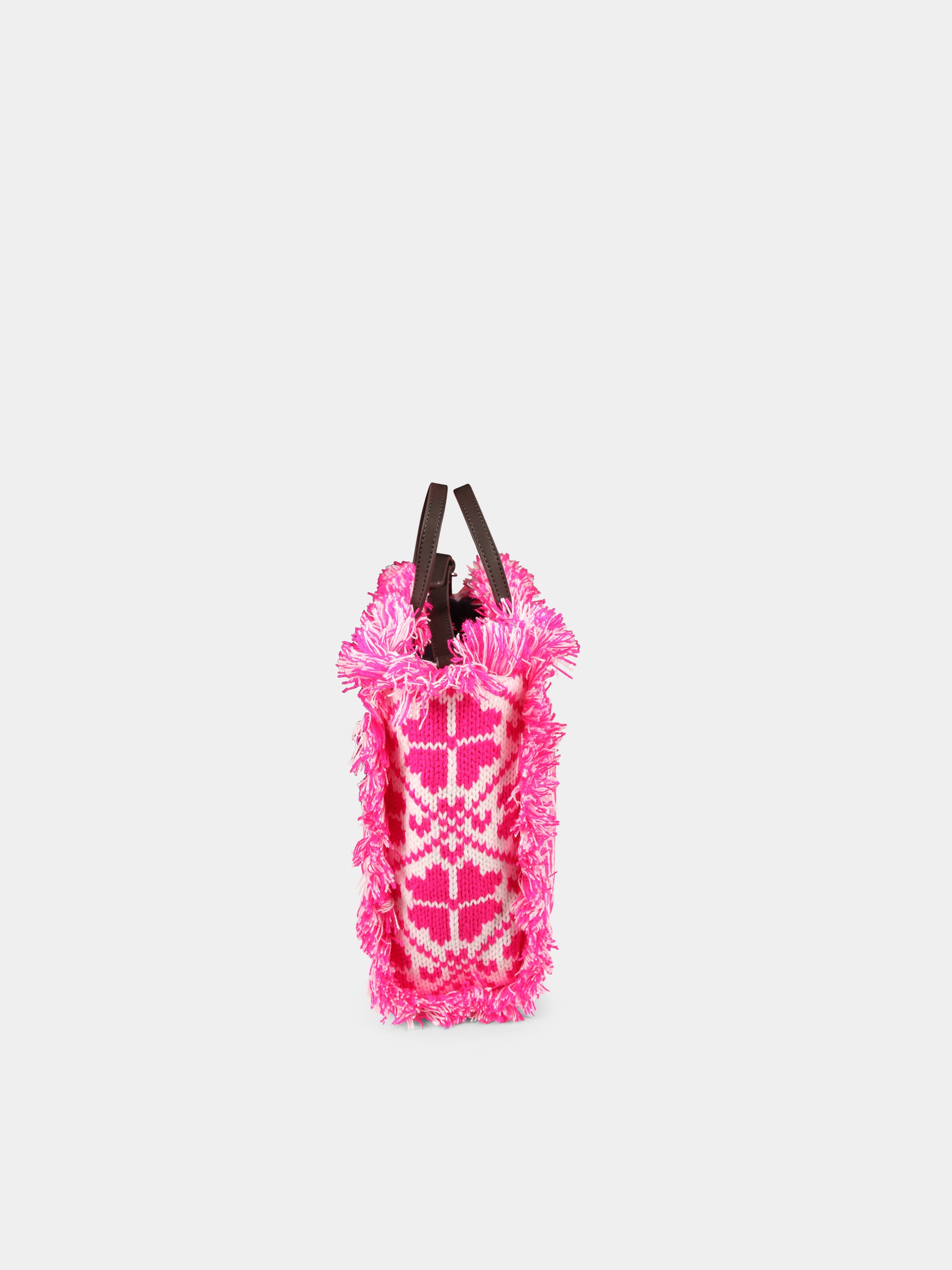 Borsa fucsia Colette per bambina con logo e motivo nordico,Mc2 Saint Barth,COL0003 01016C