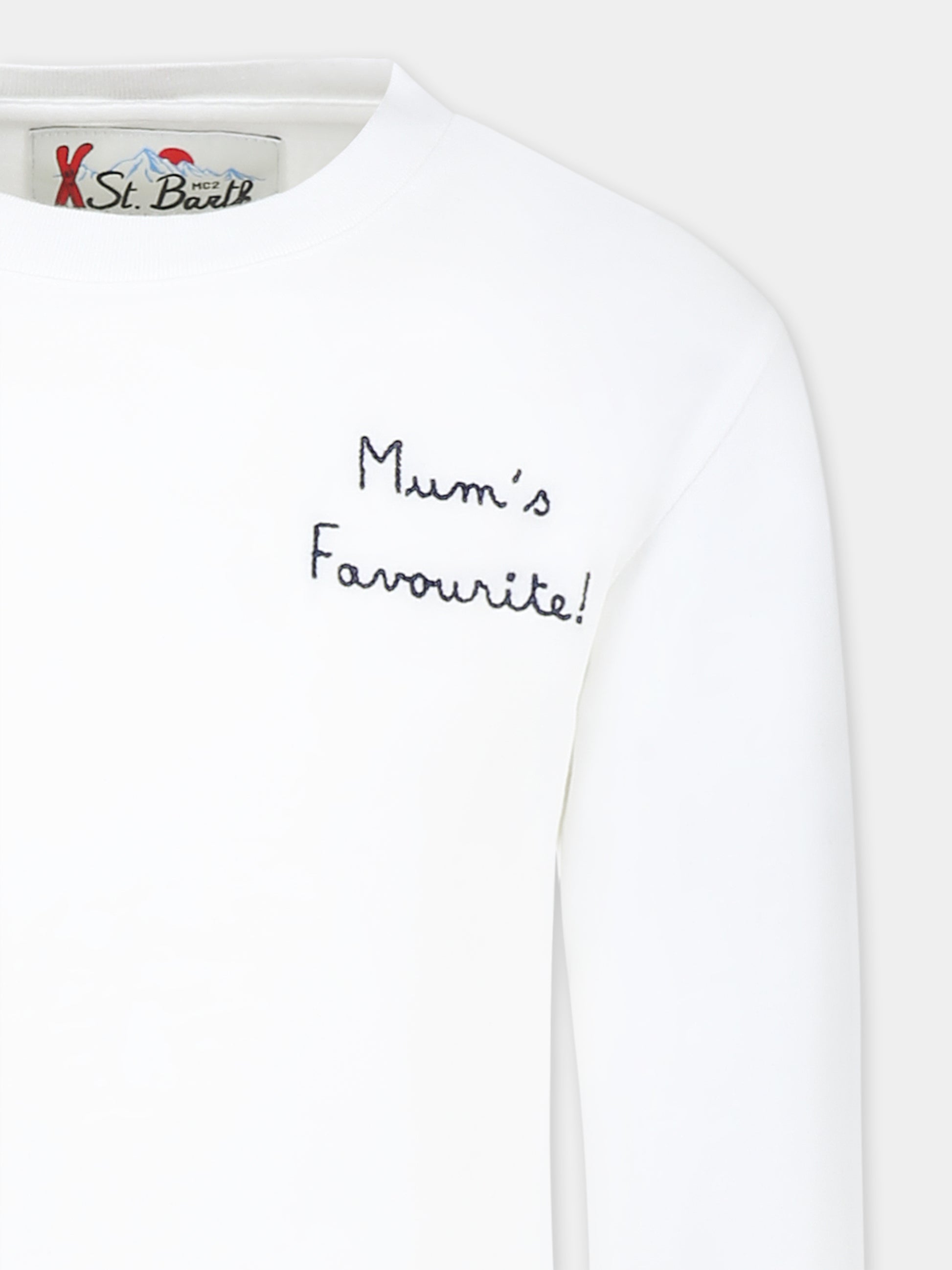 T-shirt bianca per bambino con scritta Mum's favorite,Mc2 Saint Barth,LUT0003 01264G