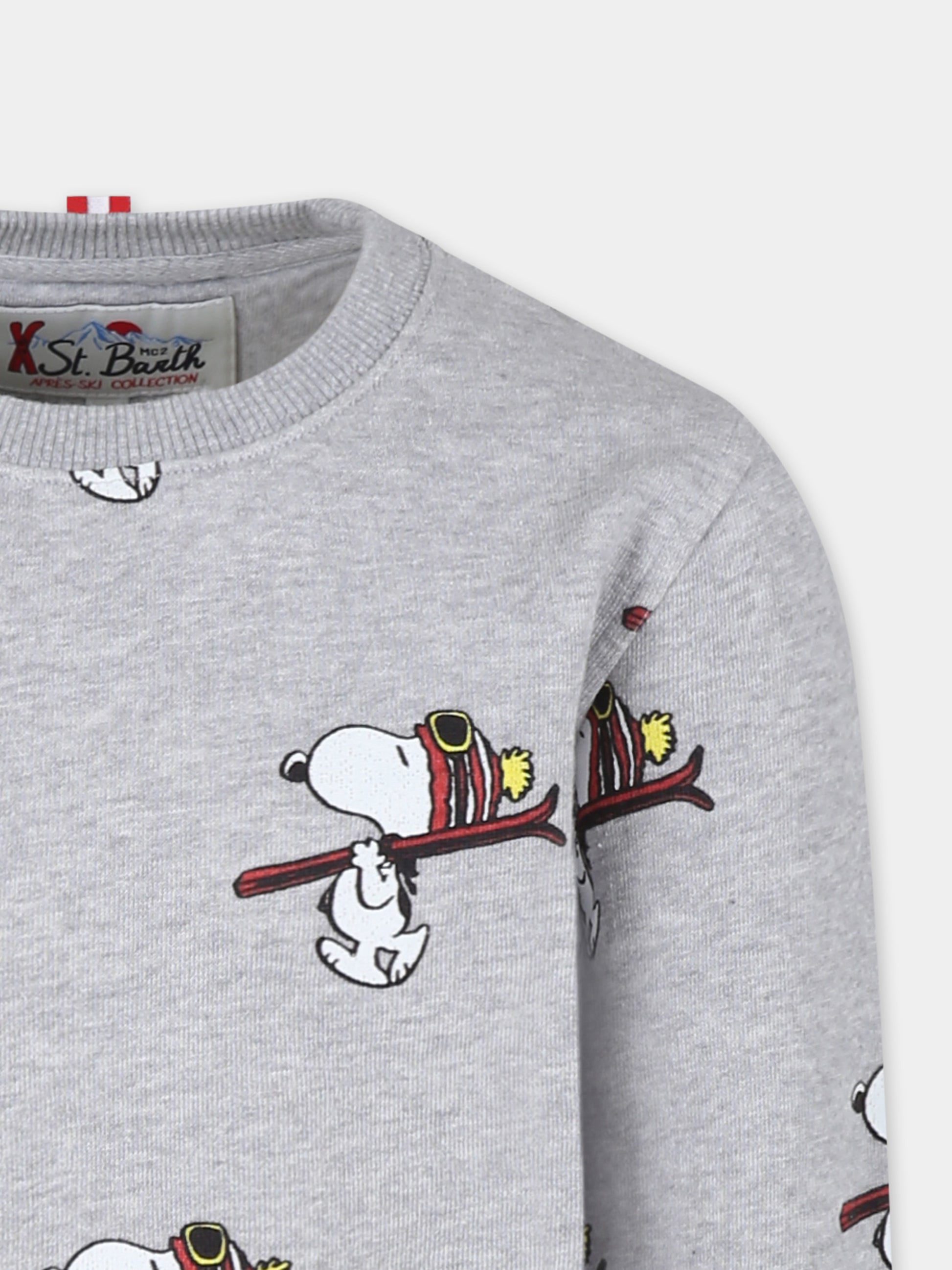 Felpa grigia per bambino con Snoopy all over,Mc2 Saint Barth,HUT0003 - 02023G