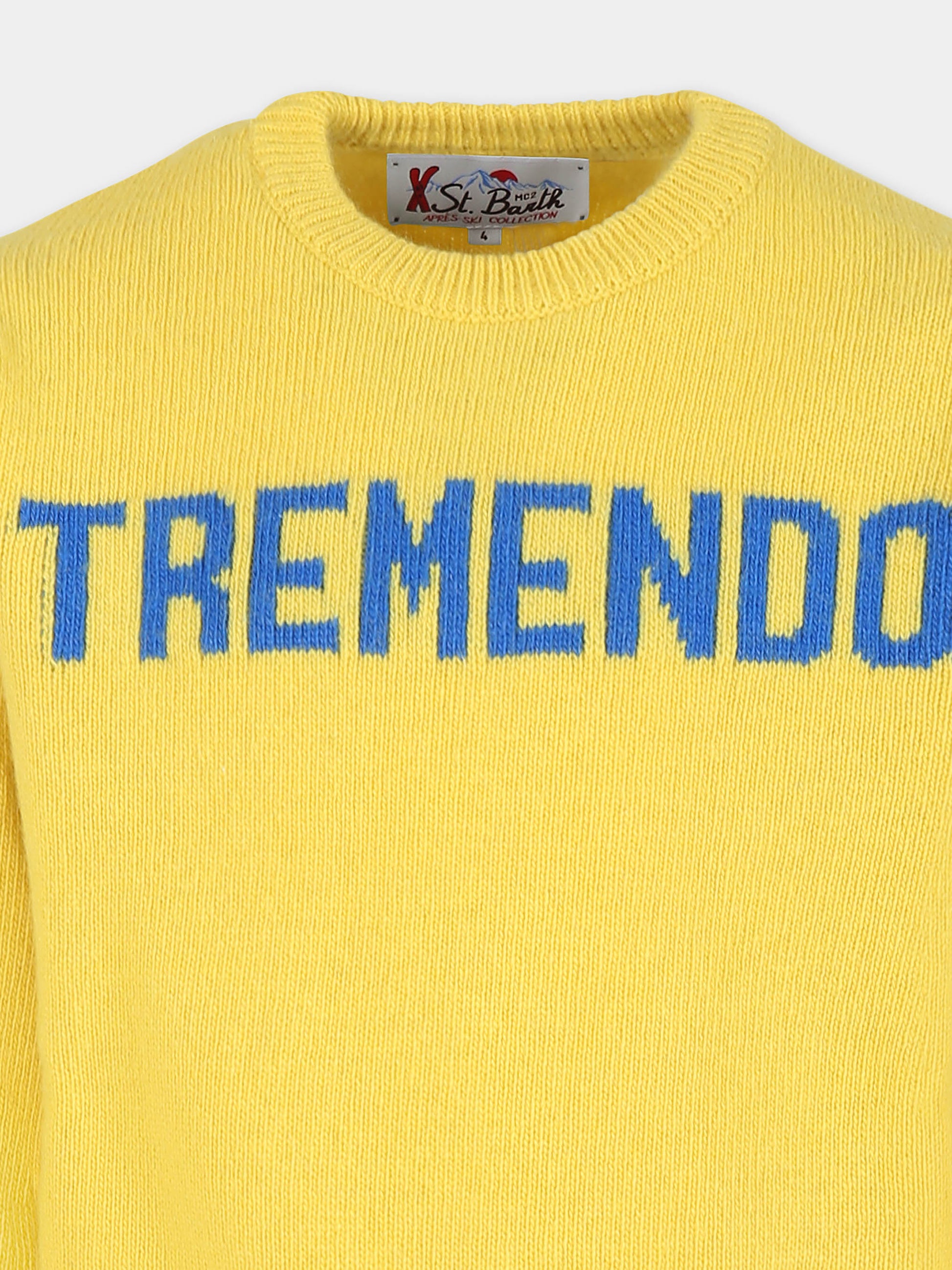 Maglione giallo per bambino con scritta Tremendo,Mc2 Saint Barth,DOU0001 - 02480G