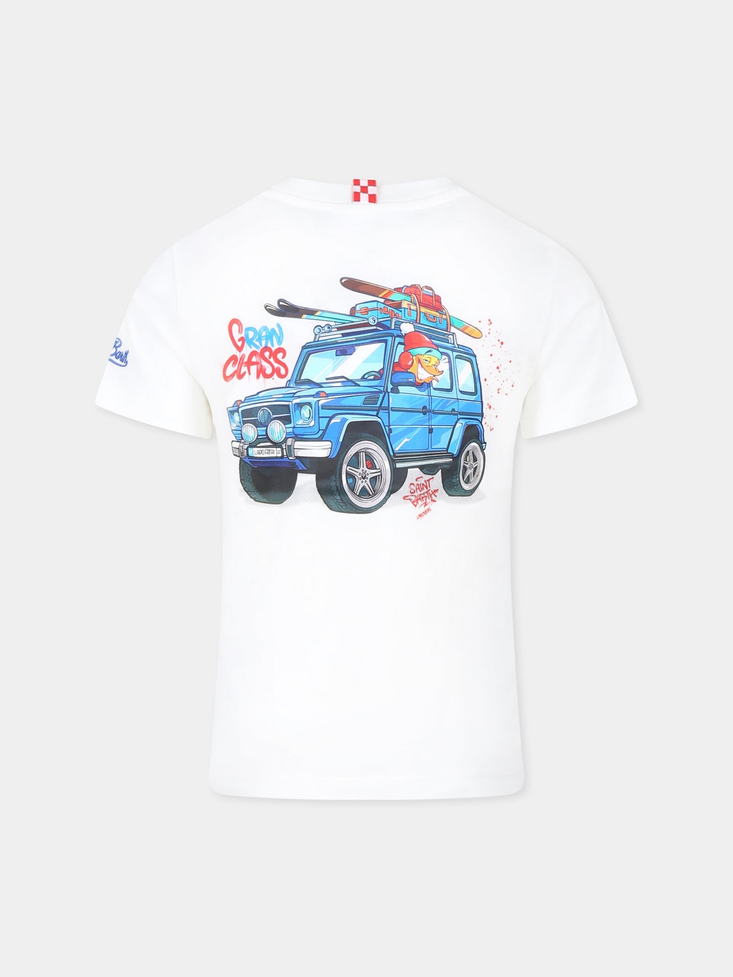 T-shirt bianca per bambino con stampa automobile,Mc2 Saint Barth,CAM0001 - 00949G