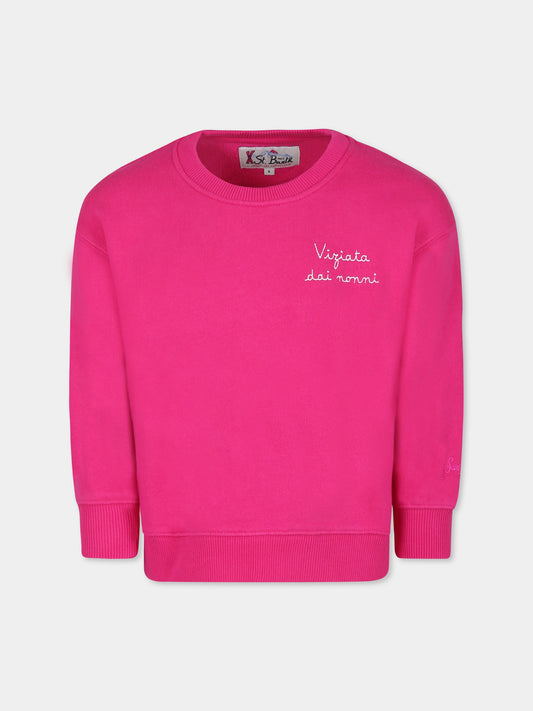 Sweat fuchsia pour fille avec écriture