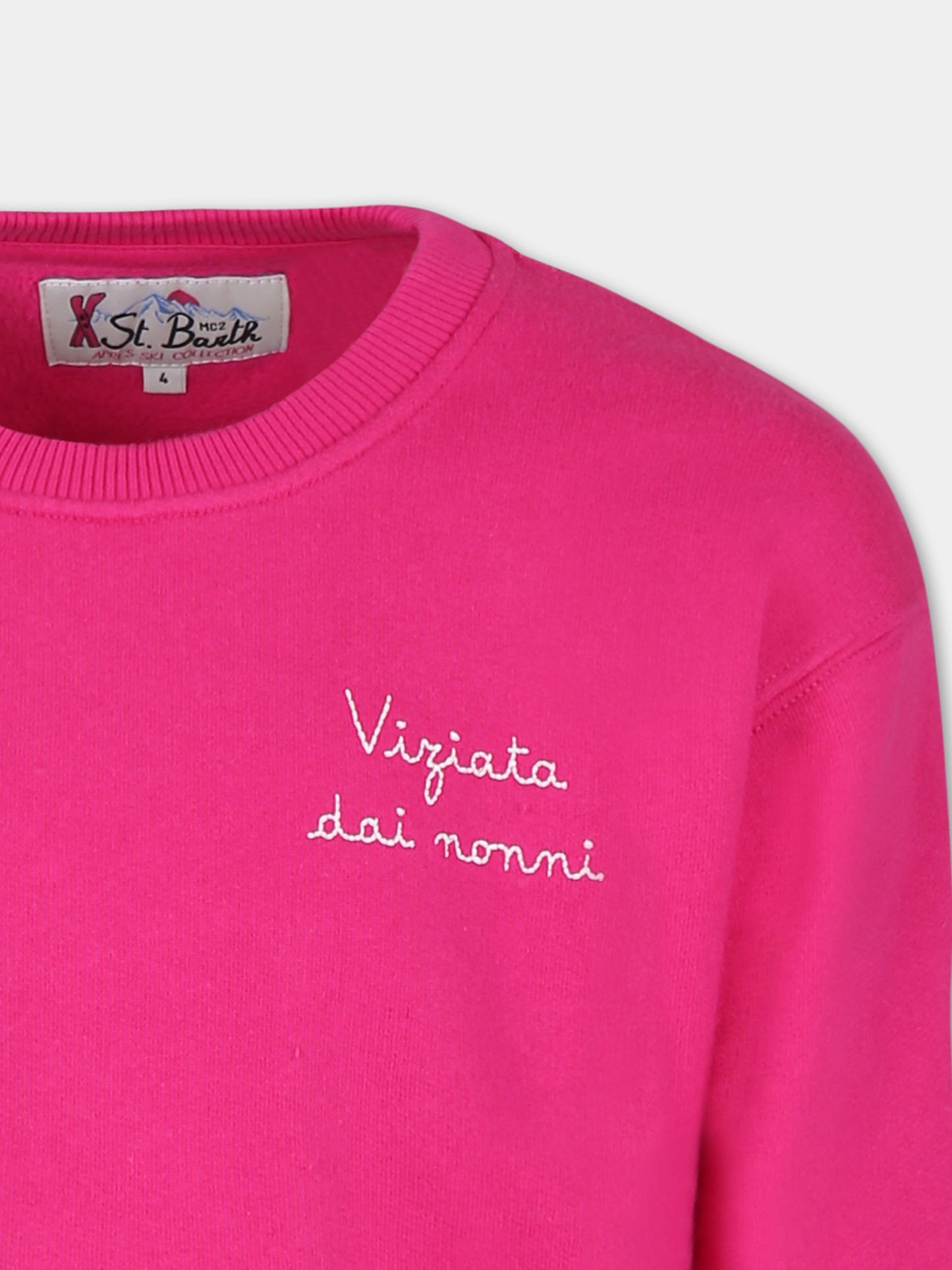 Sweat fuchsia pour fille avec écriture