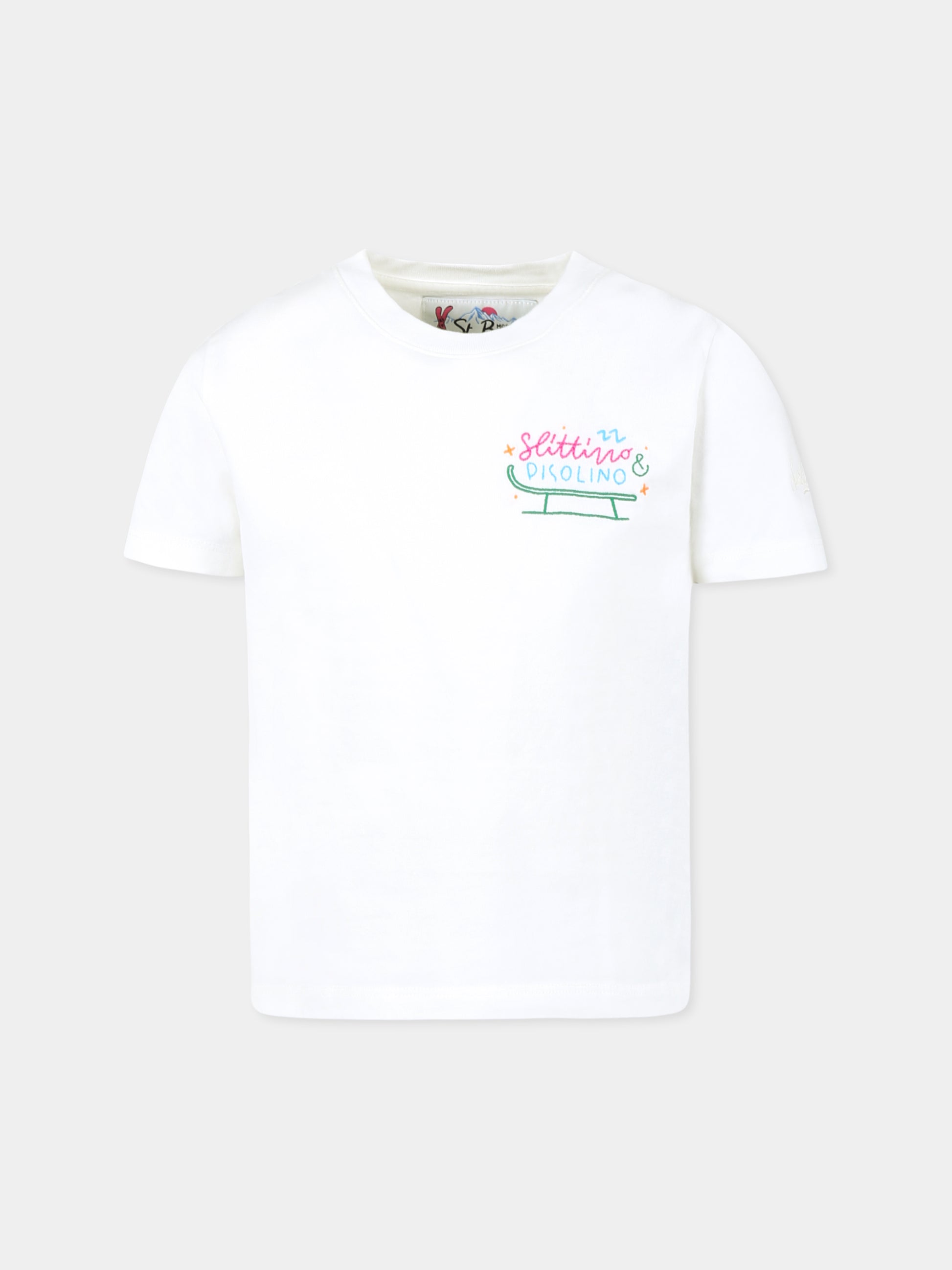 T-shirt bianca per bambina con slittino,Mc2 Saint Barth,ELLY002 - 00946G