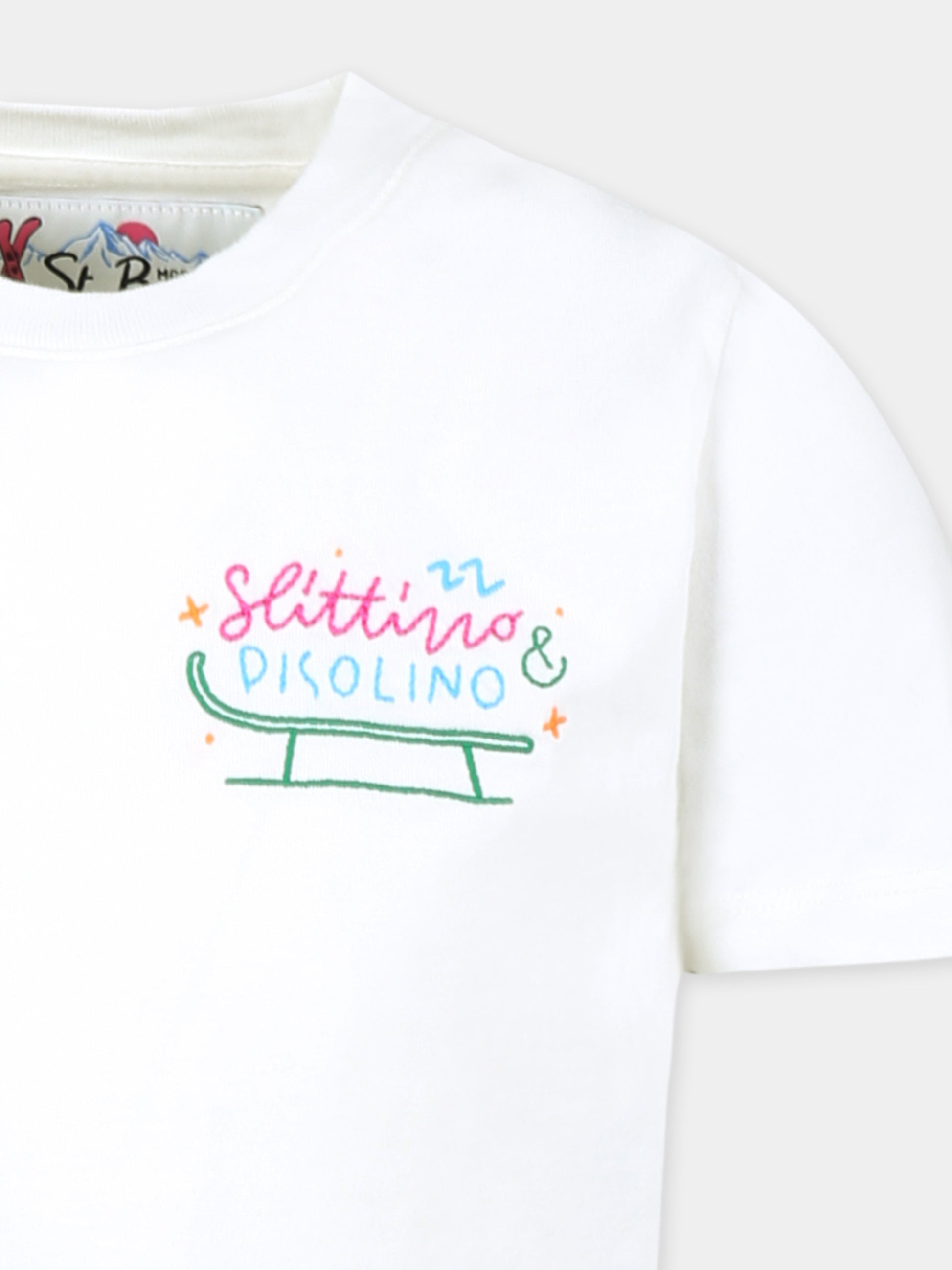 T-shirt bianca per bambina con slittino,Mc2 Saint Barth,ELLY002 - 00946G