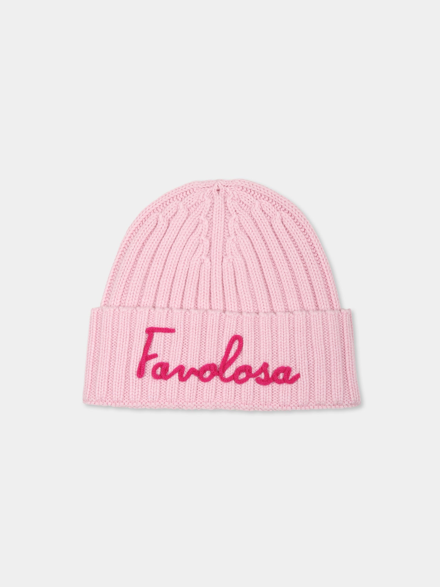 Berretto rosa per bambina con scritta Favolosa,Mc2 Saint Barth,WENG018 10422E