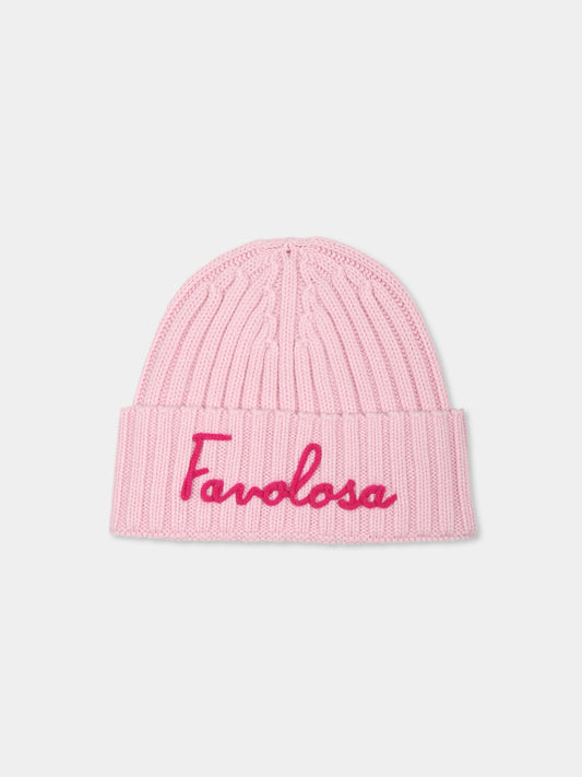 Berretto rosa per bambina con scritta Favolosa,Mc2 Saint Barth,WENG018 10422E