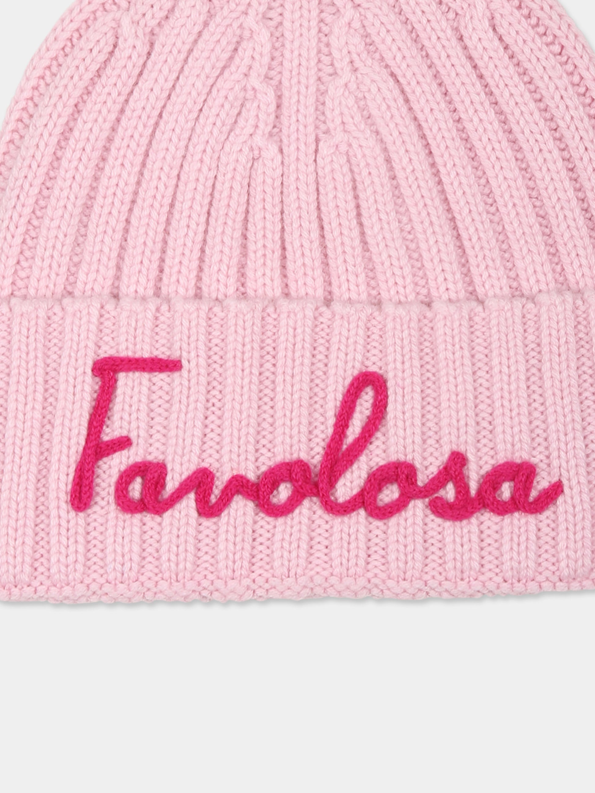 Berretto rosa per bambina con scritta Favolosa,Mc2 Saint Barth,WENG018 10422E