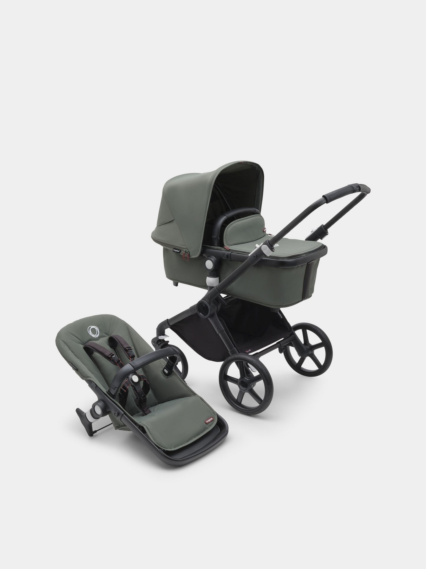 Passeggino Fox Cub completo Black/Forest green per neonati