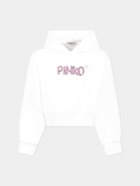 Sweat blanc pour fille avec logo