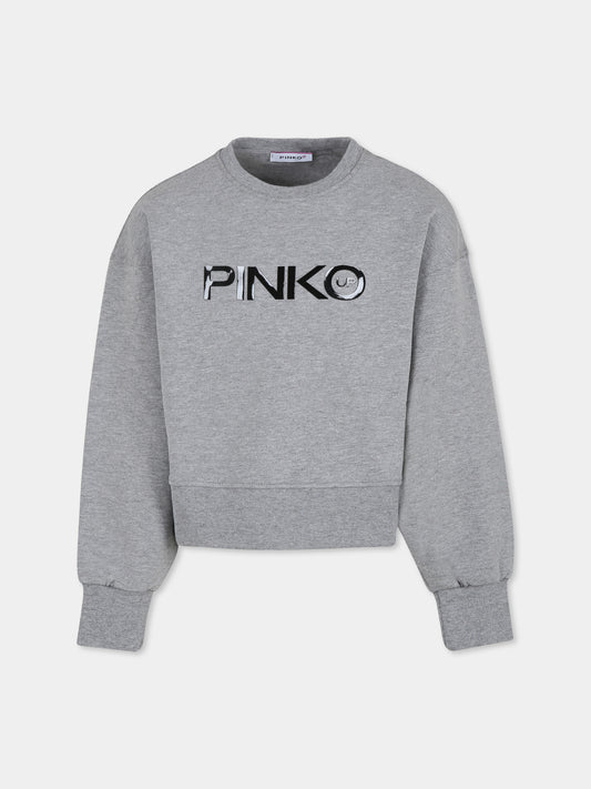 Felpa crop rosa per bambina con logo,Pinko,F4PIJGSW090 104