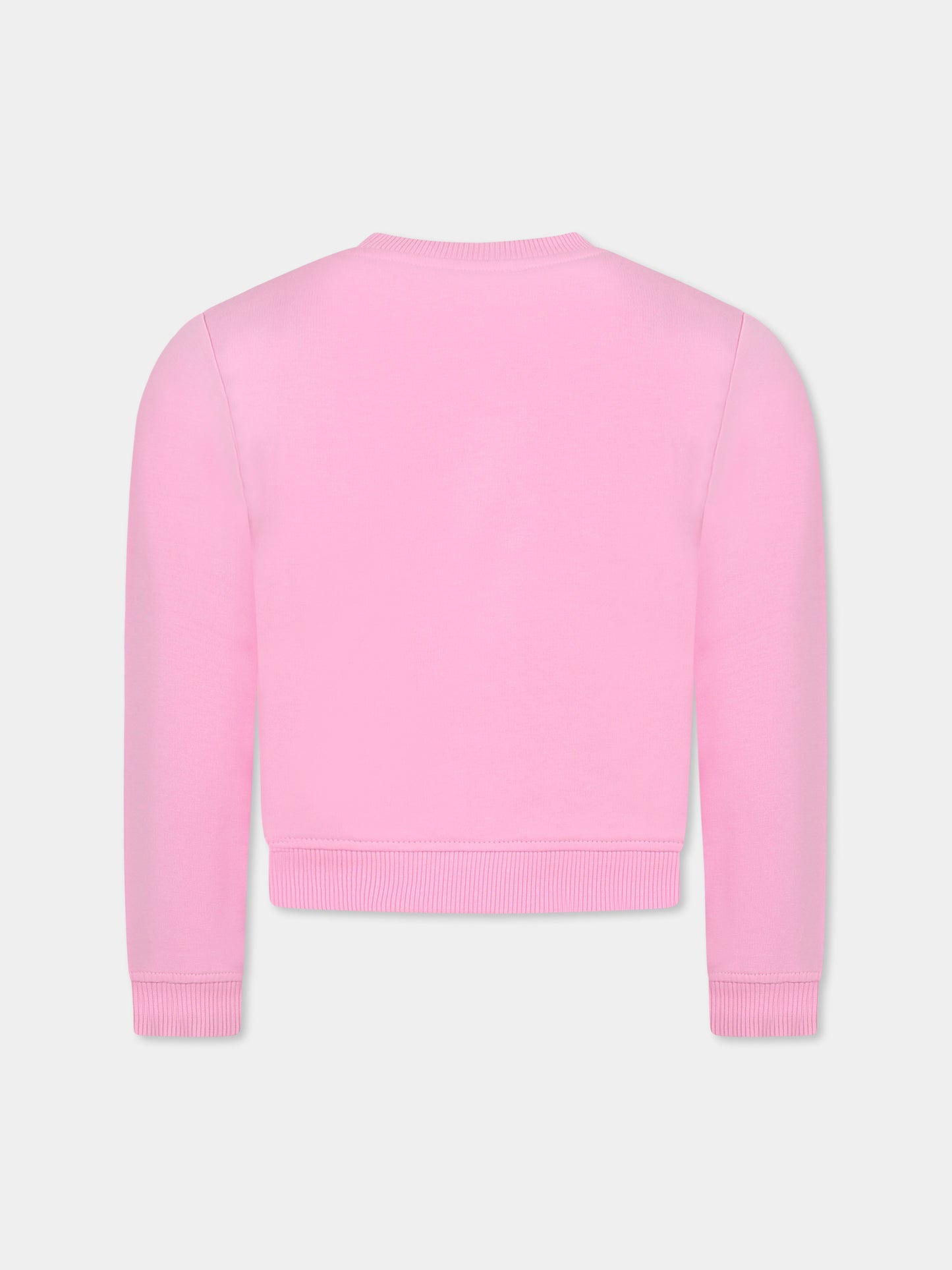 Felpa rosa per bambina con Teddy Bear,Moschino Kids,HHF02M LDA16 50243