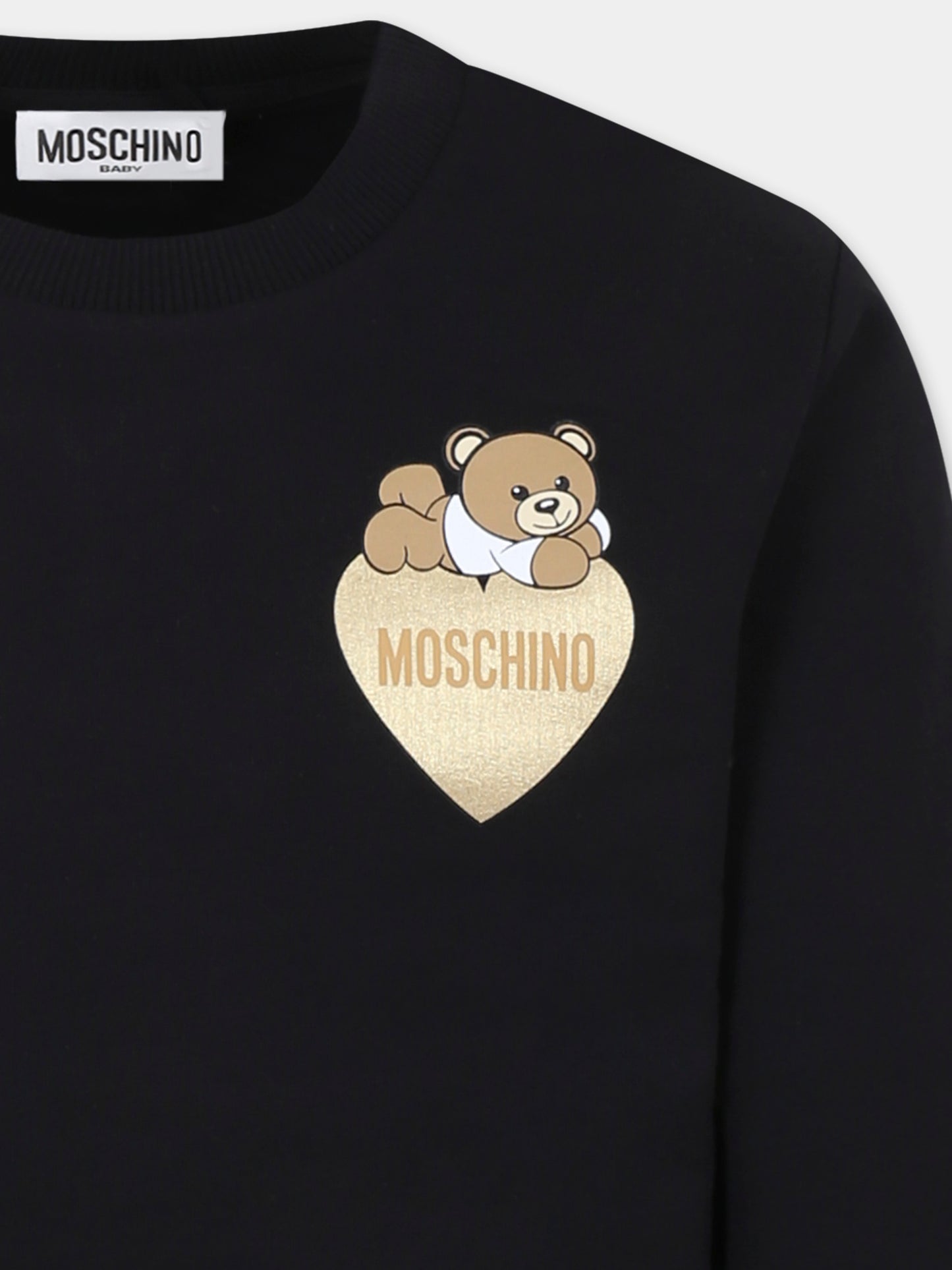 Felpa nera per bambina con Teddy Bear,Moschino Kids,HHF02M LDA16 60100