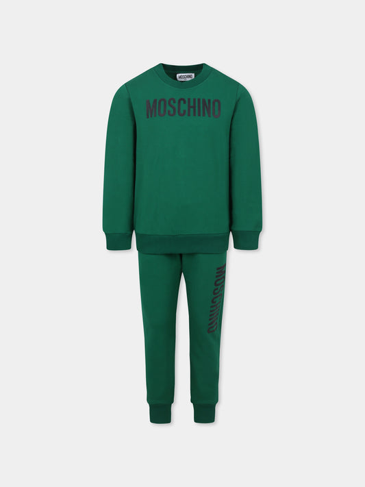 Completo verde per bambino con logo,Moschino Kids,HUK045 LDA21 30139