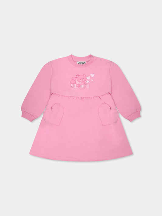 Robe rose pour bébé fille avec Teddy Bear