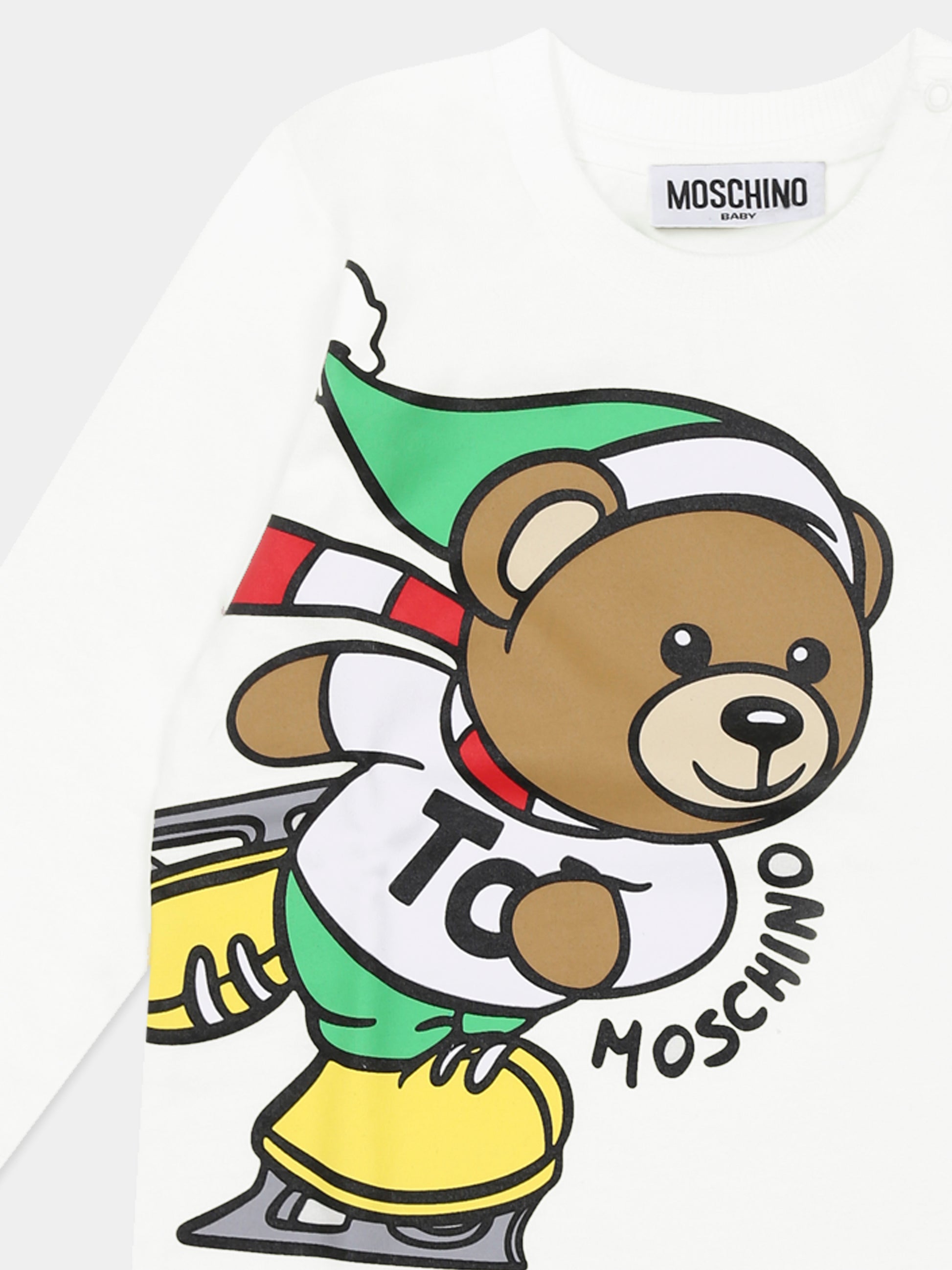 T-shirt bianca per neonati con Teddy Bear natalizio,Moschino Kids,MSO00R LAA10 10063