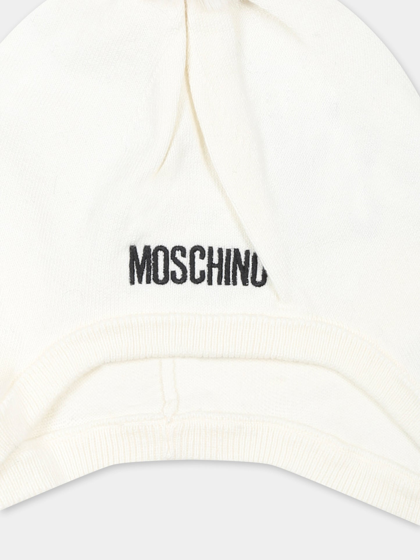 Berretto bianco per neonati con Teddy Bear,Moschino Kids,MUX04Z LHE66 10063